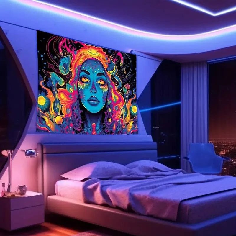 Groovy Blacklight Poster for Room Decor - Psychedelic UV Glow Art for Bedroom, Party & Rave - Perfect for Hippie, 60s & 70s Theme Decorations