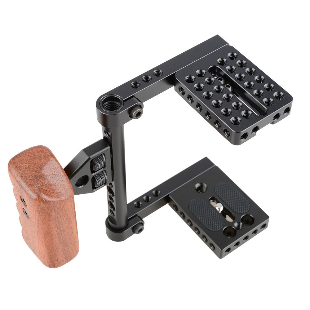 CAMVATE DSLR Video Camera Cage Stabilizer Rig with Wooden Handle - Compatible with Canon, Nikon, Sony DSLR Cameras - Professional Camera Accessories for Vlogging, Filmmaking & Photography
