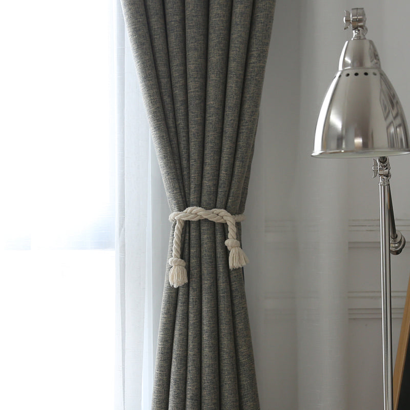 Kinslee Grey Linen Blackout Curtains - Custom Room Darkening Window Drapes for Bedroom, Living Room & Nursery - Light Blocking Thermal Insulated Curtain Panels