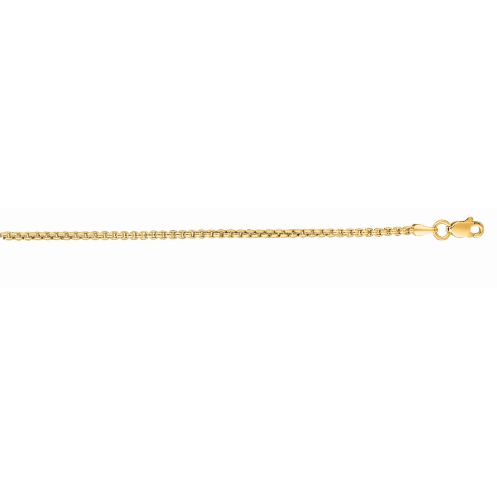 14K Gold 1.3mm Lite Round Box Chain Necklace for Women - Dainty & Elegant Jewelry for Everyday Wear, Layering, or Gift Giving