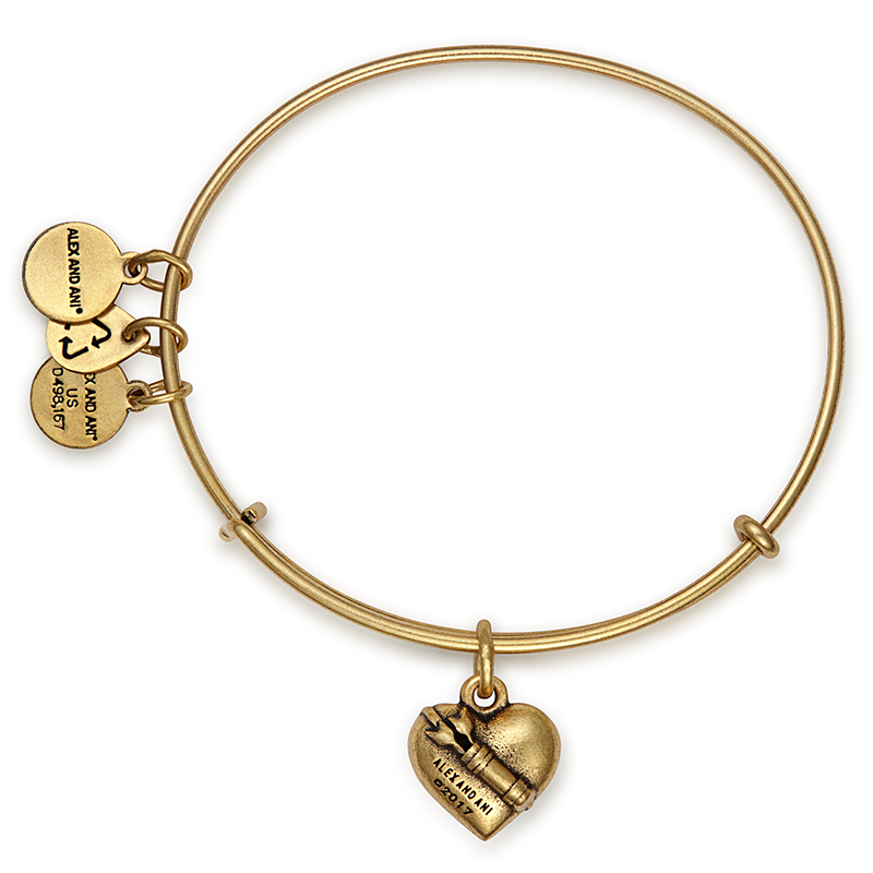 Cupid's Heart II Charm Bangle - Romantic Valentine's Day Gift for Her, Dainty Love Bracelet for Women, Perfect for Anniversaries & Date Nights