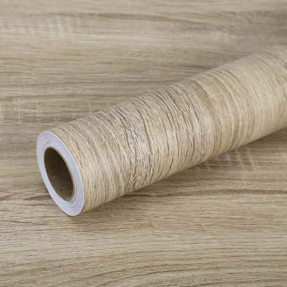 GLOW4U Self-Adhesive Vinyl Faux Light Wood Grain Contact Paper - 24x117 Inch Rustic Shelf Liner for Kitchen Cabinets, Countertops, Desks & Furniture | Waterproof Peel & Stick Wallpaper for DIY Home Decor, Arts & Crafts Projects - Perfect for Cabinet Refacing, Table Protection & Creative Wall Designs