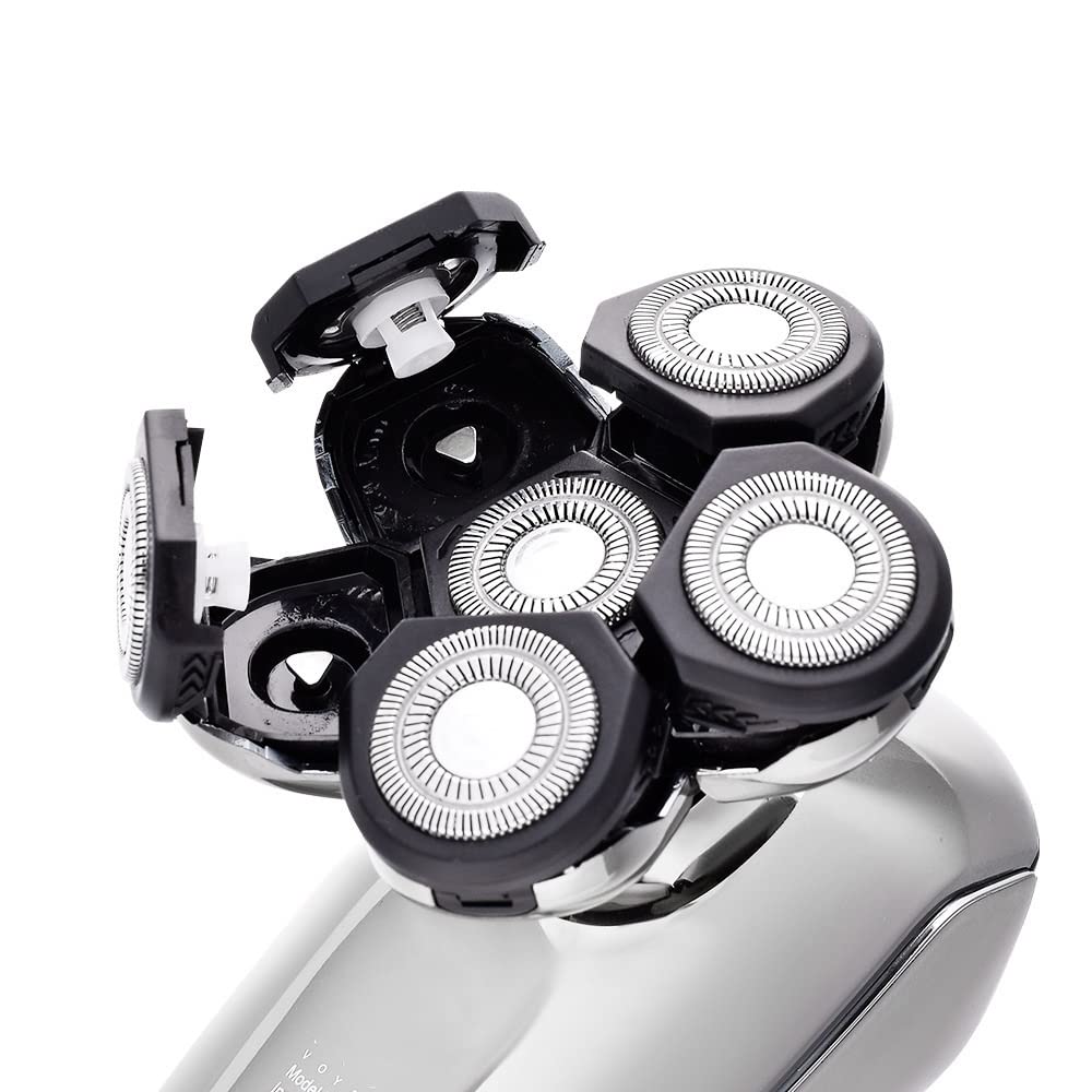 6-in-1 LCD Electric Head Shaver for Bald Men - Rechargeable Wet/Dry Shaving System with Floating Heads (Black) - Perfect for Travel, Gym & Daily Grooming