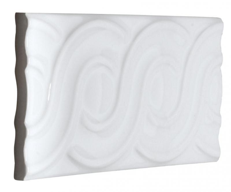 Kakel Victoria Decorative Edge List with Loops 7.5 x 15 cm White Glossy - Perfect for Kitchen Backsplash & Bathroom Tile Decor