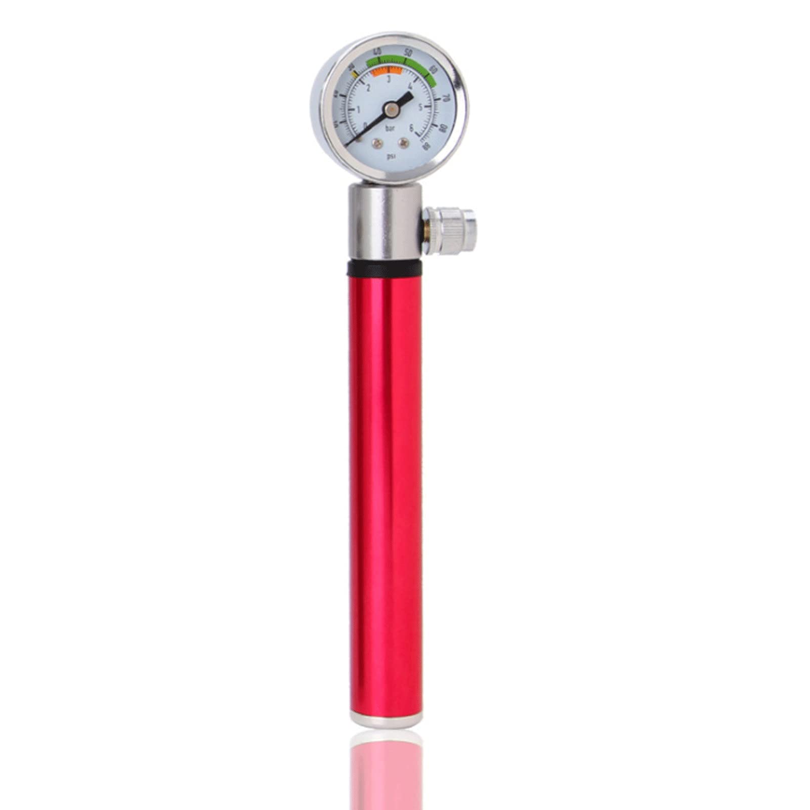 Portable Mini Bike Pump - Hand & Foot Activated Bicycle Tire Pump with Extra Valves & Needle for Road & Mountain Bikes | Ideal for Cycling, Commuting & Emergency Repairs (Red)