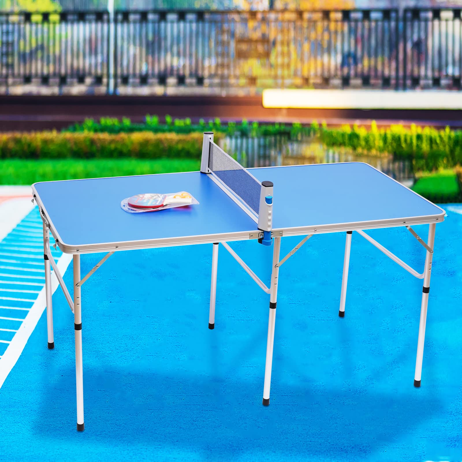 Foldable Ping Pong Table Top - Indoor/Outdoor Table Tennis Set with Rackets, Net & Compact Storage | Perfect for Small Spaces, Apartments, Game Rooms & Backyard Fun
