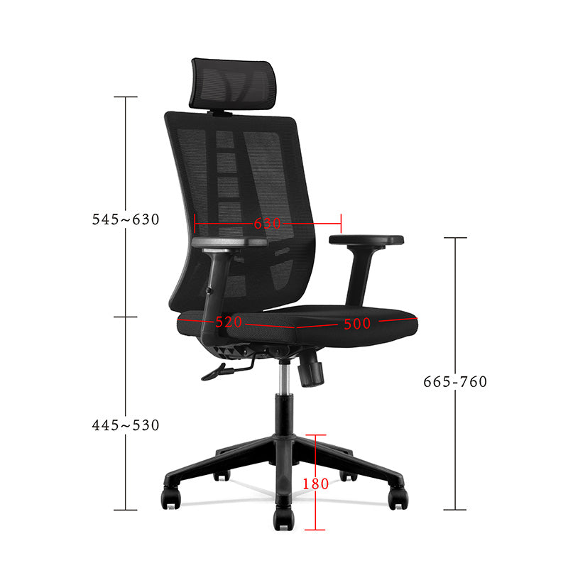 Premium RUNE Executive Office Chair with Adjustable Headrest - Ergonomic High Back Desk Chair for Home & Office - Black - Perfect for Long Hours of Work & Gaming
