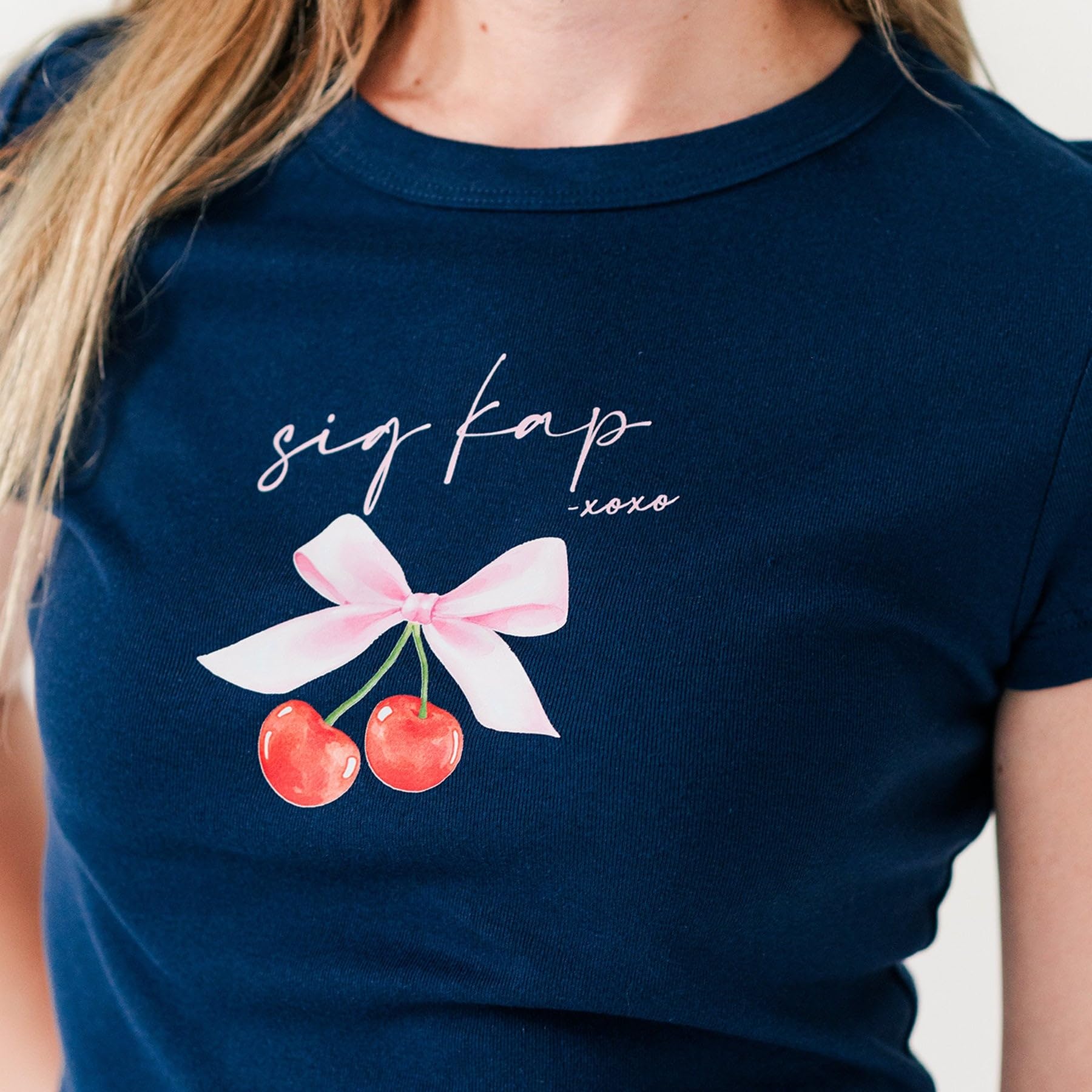 Cherry XOXO Baby Doll Tee - Ribbed Fit for Casual Outings