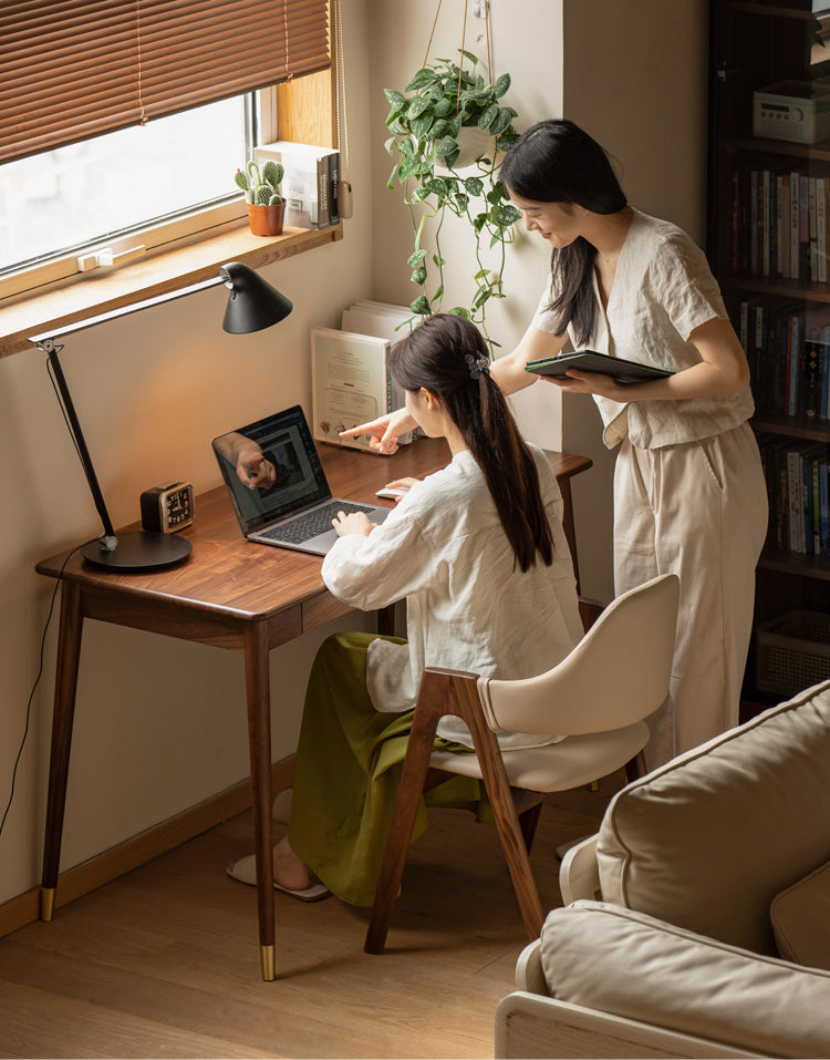 Premium Black Walnut Solid Wood Office Desk - Handcrafted Executive Workstation for Home & Business | Perfect for Remote Work, Study & Professional Workspaces