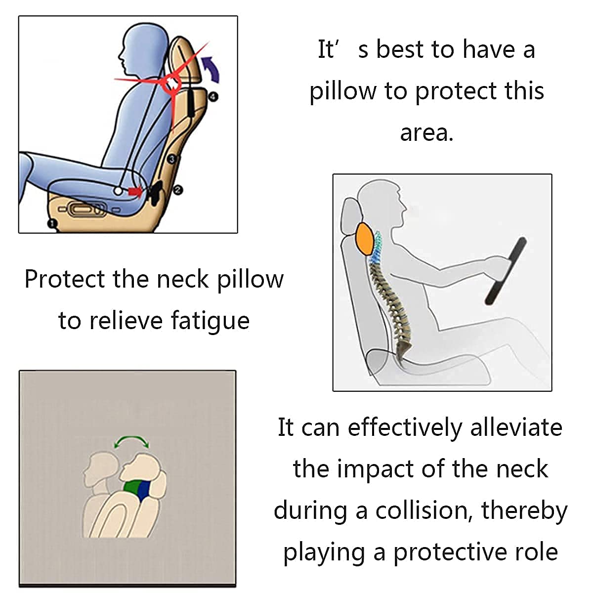 Sexysamba Car Headrest Pillow - 2PCS Soft Comfortable Neck Support Pillows for Driving, Travel & Home - Cute Cartoon Design Car Seat Cushion (White) | Perfect for Long Road Trips, Office Naps & Home Relaxation