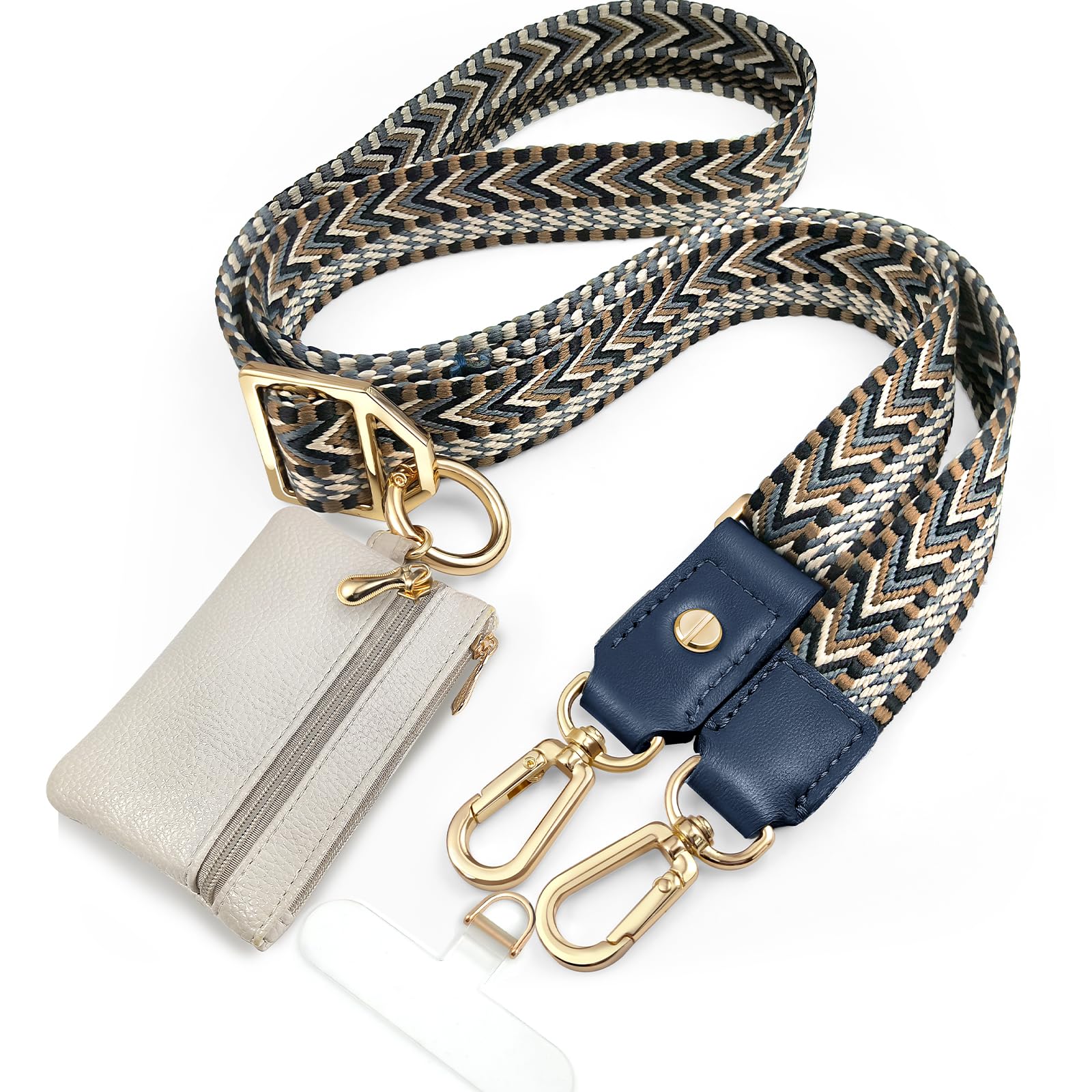 UKON Adjustable Phone Lanyard Crossbody Strap with Wallet Clip - Hands-Free Phone Holder with Zippered Pouch for iPhone 14/13/12/Pro/Max - Perfect for Travel, Concerts, Shopping & Outdoor Activities