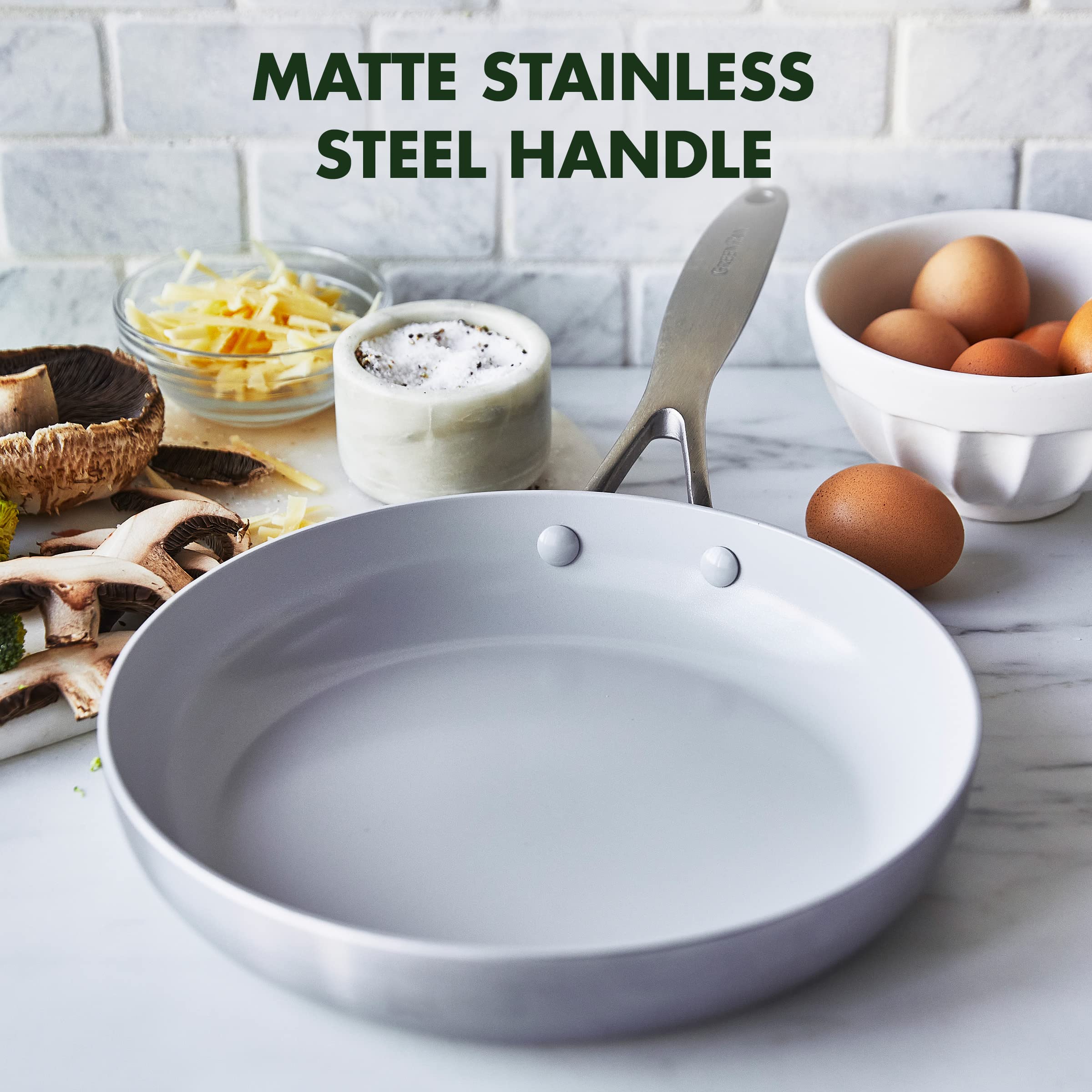 GreenPan Venice Pro Tri-Ply Stainless Steel Healthy Ceramic Nonstick 10-Inch Frying Pan Skillet - PFAS-Free, Multi-Clad, Induction Compatible, Dishwasher & Oven Safe (450°F) - Perfect for Sautéing, Frying & Baking - Silver