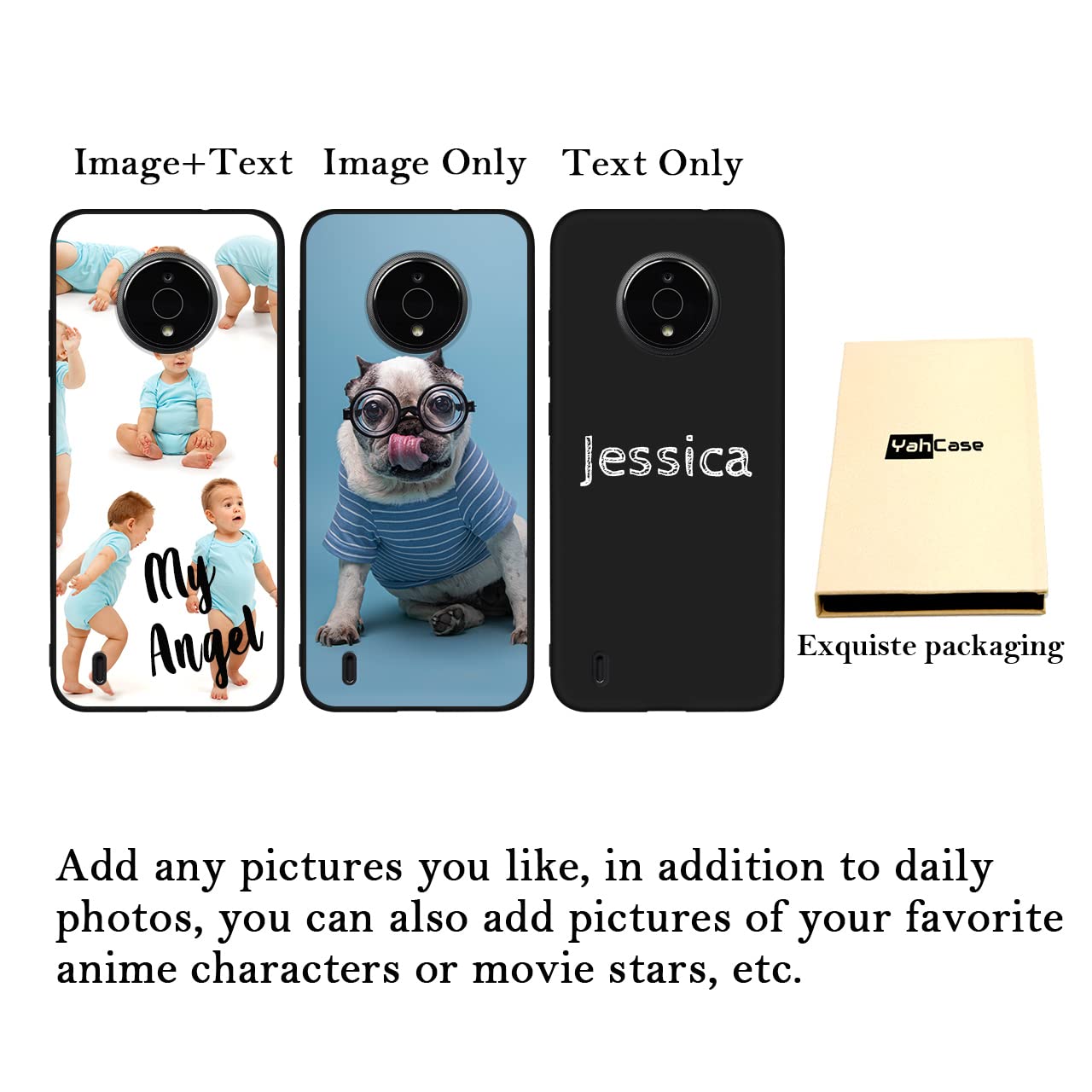 Custom Personalized Photo & Text Name Phone Case for Nokia C200 - Anti-Scratch Soft TPU Protective Cover (Black) | Perfect Gift for Birthday, Anniversary & Daily Protection