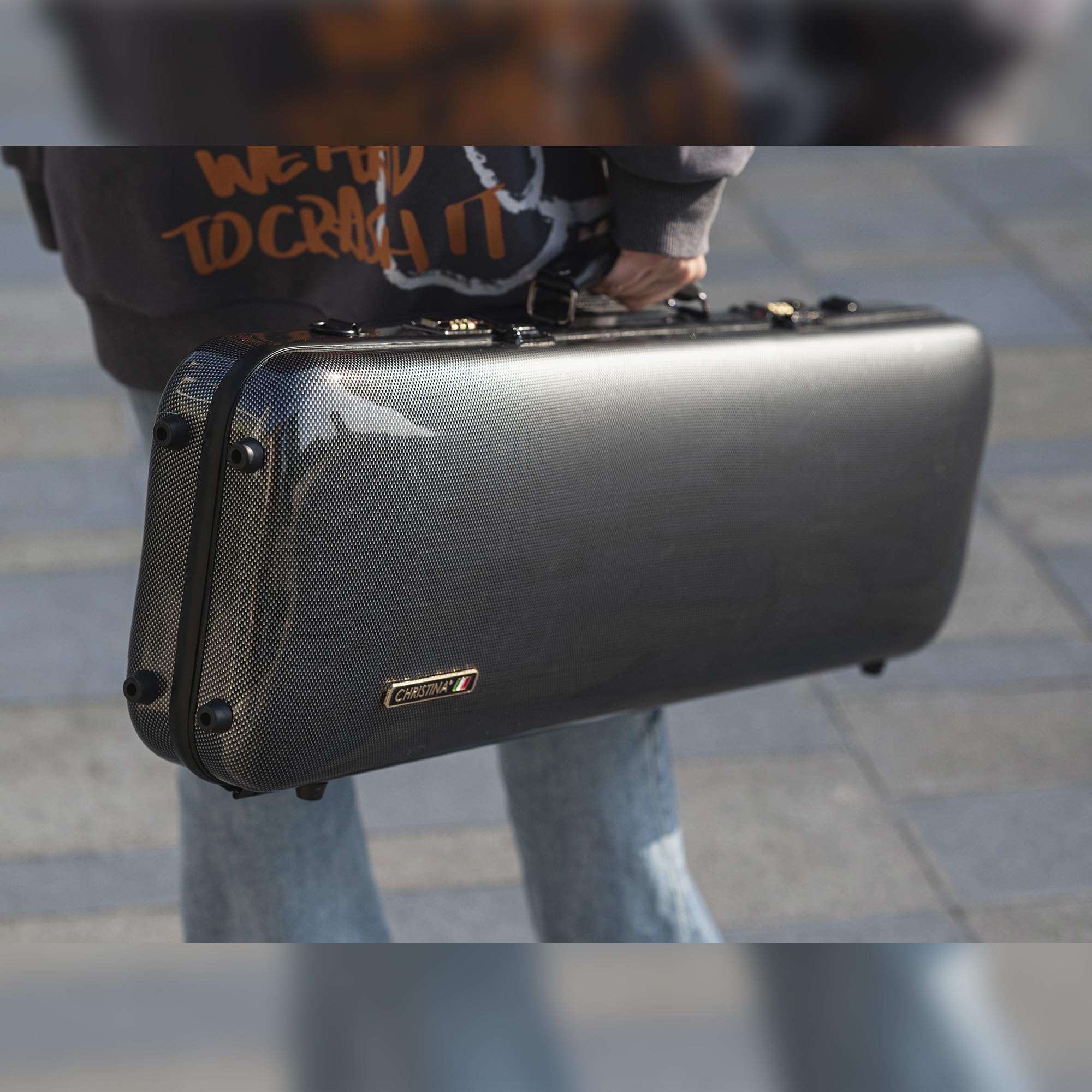 Premium 4/4 Full Size Carbon Fiber Violin Case - High-Strength Rectangular Hard Case with Combination Lock & Extra Storage Bag (Black with Dot Pattern) - Perfect for Professional Musicians, Travel & School Performances