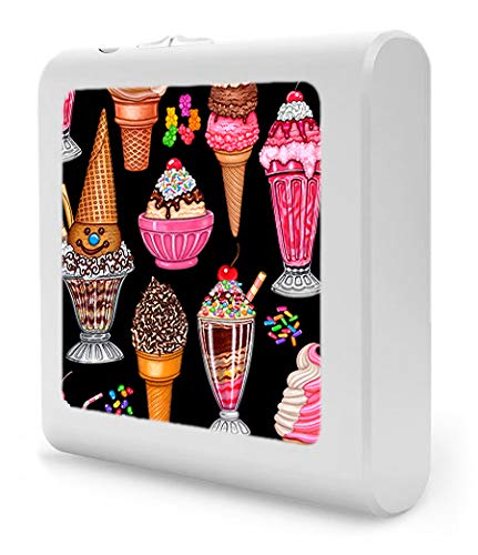 Dimmable LED Night Light with Auto On/Off Sensor - Adjustable Brightness Warm White for Bathroom, Hallway, Nursery & Bedrooms - Perfect for Kids, Elderly & Nighttime Safety - Ice Cream Design by Dan Morris