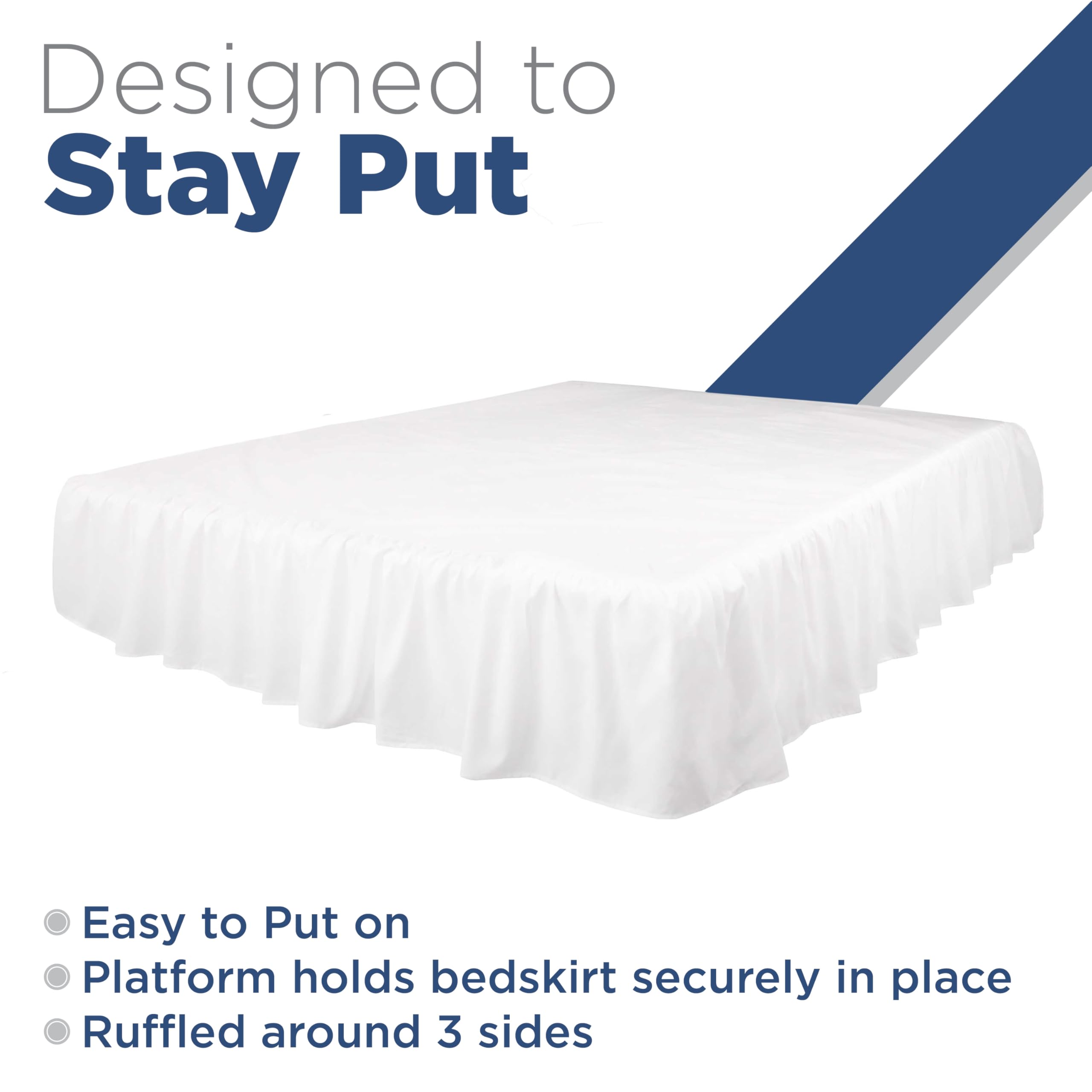 Martex Queen Ruffle Bed Skirt - 15 Inch Drop Microfiber Bedskirt | Easy Fit Hotel Quality Bed Skirt in White | Perfect for Guest Rooms, Master Bedrooms & Luxury Home Decor