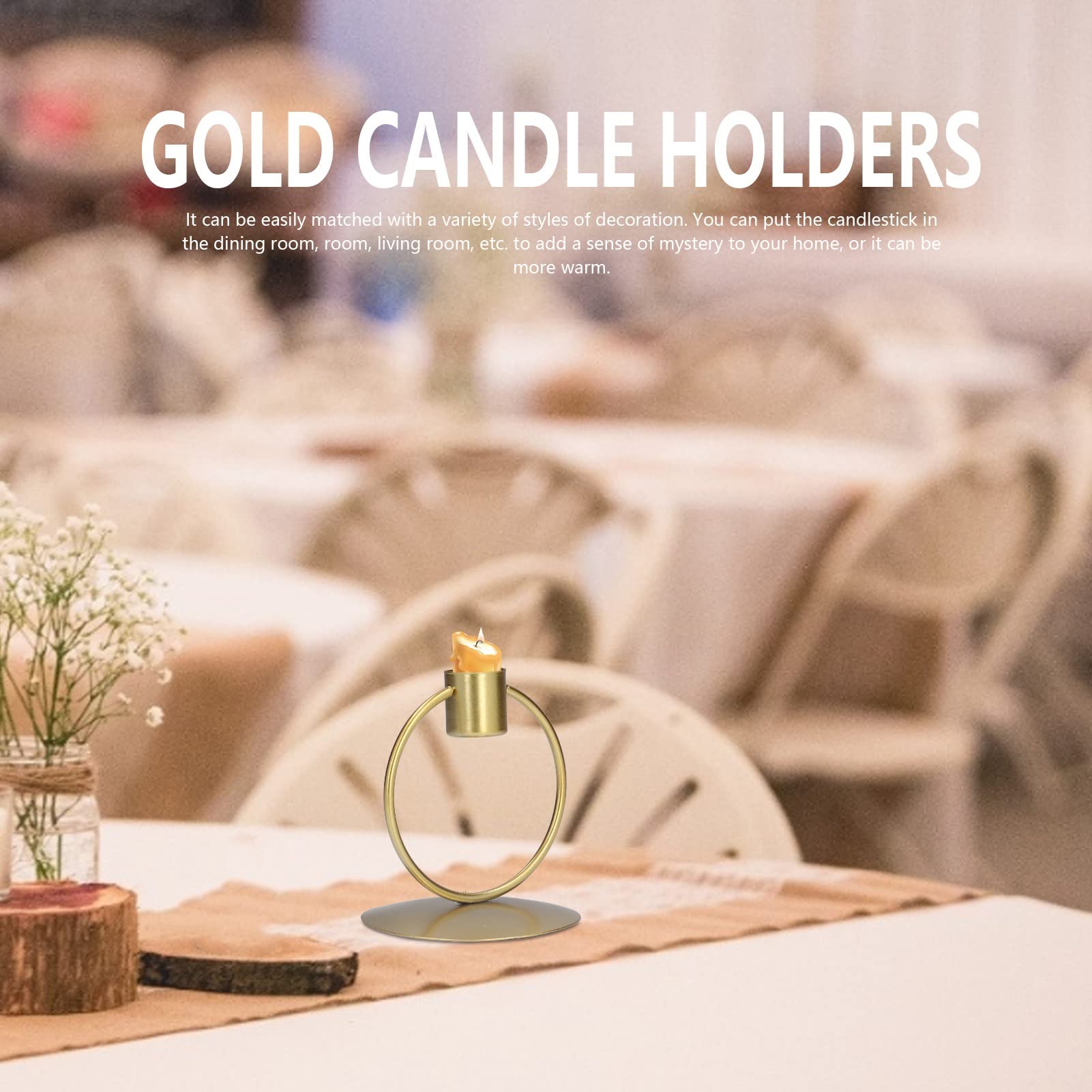 Golden Iron Round Candle Holder - Elegant Modern Candlestick for Home Decor, Wedding Centerpiece & Tabletop Decoration - Perfect for Dining Tables, Fireplace Mantels & Romantic Ambiance