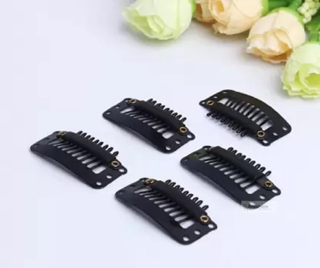 Premium Sarpa Hair Extension Snap Clips - Medium Remy Human Hair Wig Grips for Women & Men | Secure Patch/Toupee Attachment | Perfect for Cosplay, Daily Styling & Hair Loss Solutions (Black)