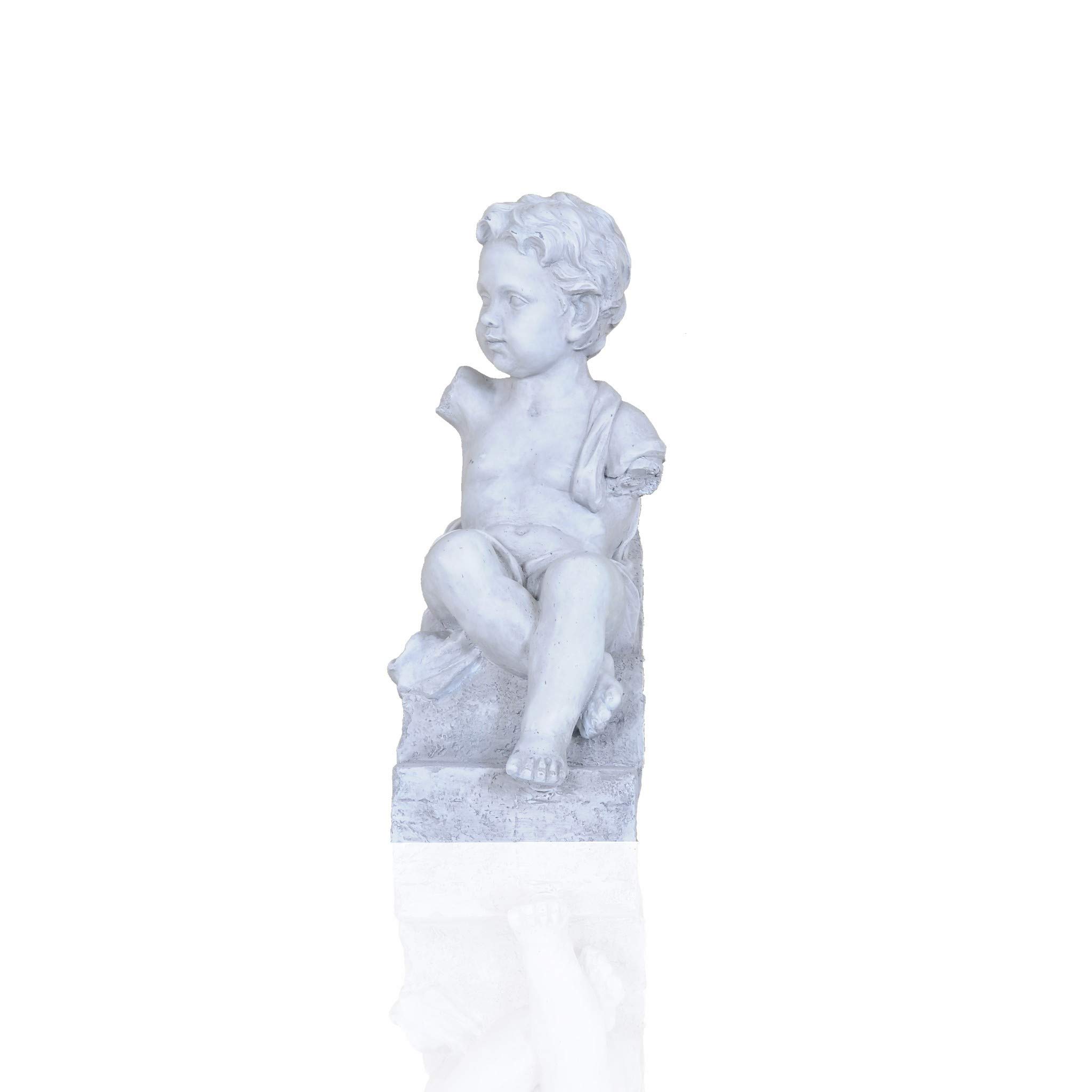 HomeRoots Decor 8x16x21 Inch Boy Sitting Statue - Handcrafted Garden Sculpture for Outdoor Patio, Yard & Lawn Decor - Perfect Gift for Kids & Home Decoration