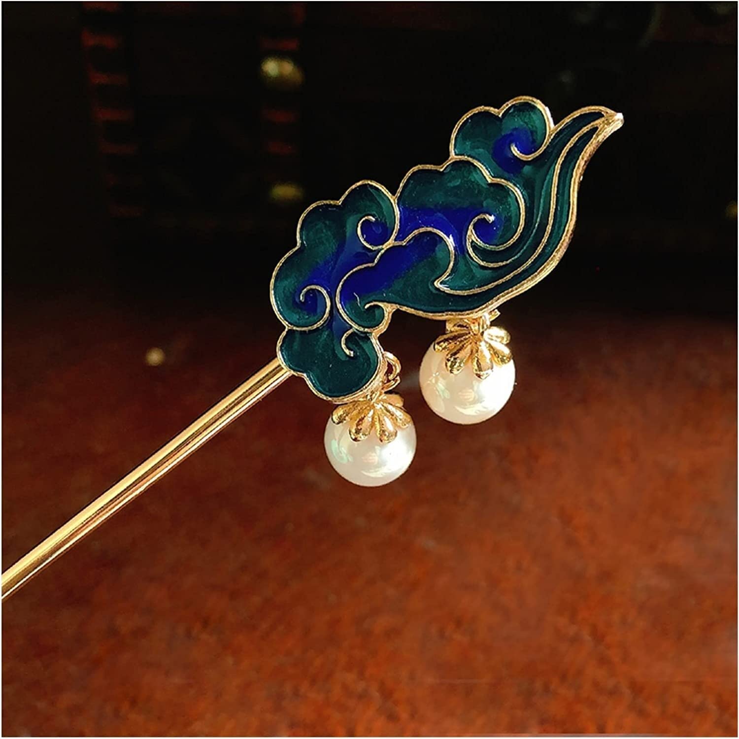 Vintage Enamel Flower Hair Fork & Hair Sticks for Women - Elegant Bridal Hair Pins & Wedding Hair Accessories - Perfect for Updos, Buns, and Special Occasions (Color: Onecolor, Size: Cloud)
