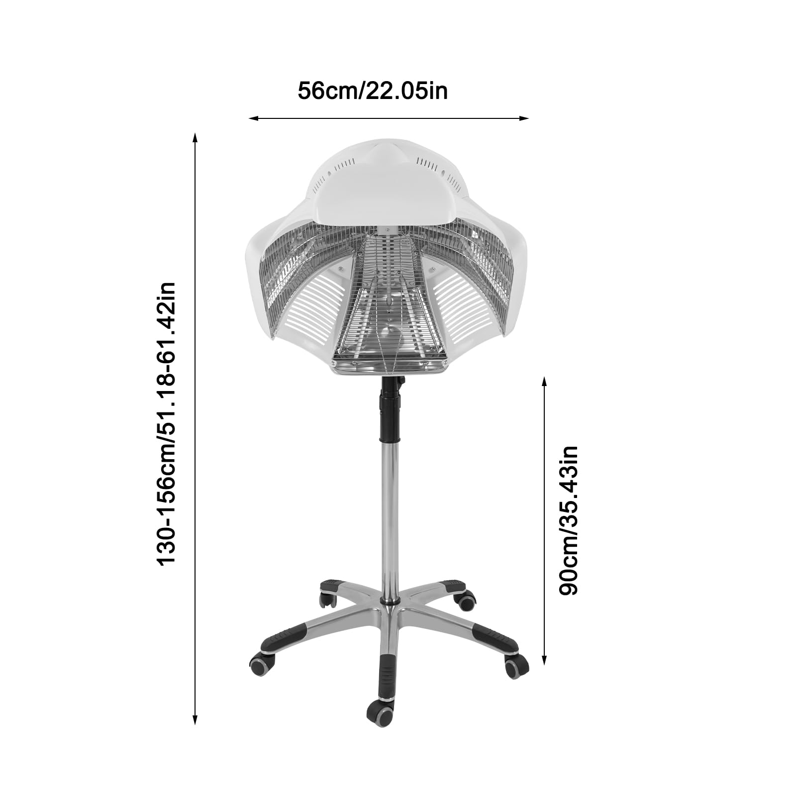 Professional 1800W Hooded Hair Dryer with Steamer - 4 Speed Adjustable, 0-60 Min Timer & LCD Panel - Rolling Floor Stand Base for Salon, Spa & Home Use - Perfect for Deep Conditioning & Hair Treatments (White)