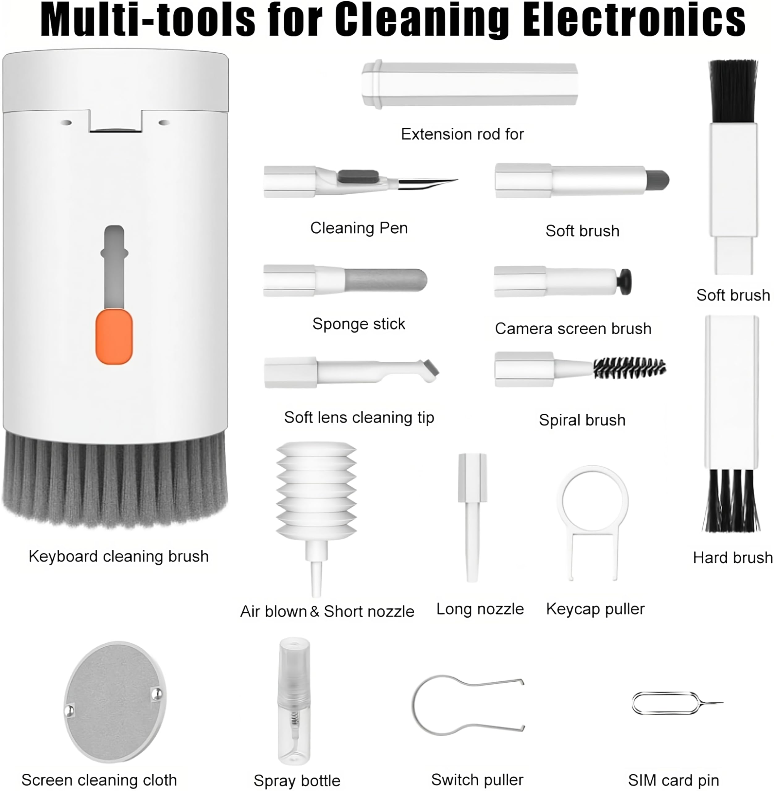 20 in 1 Multifunctional Cleaning Kit - Keyboard Brush, AirPods Cleaner, Laptop & Electronics Cleaning Tools for Keyboard, Earbuds, Camera, Phone | Perfect for Home, Office & Travel Use