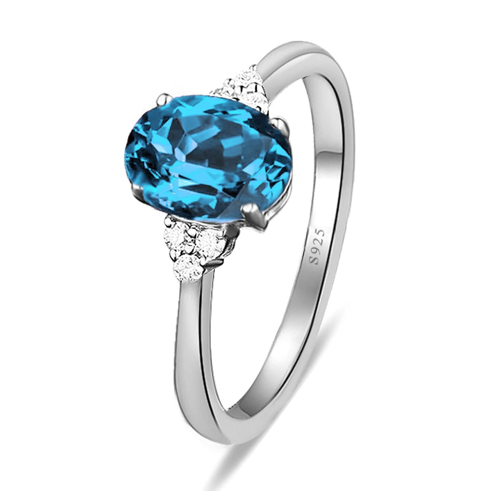 925 Sterling Silver Light Blue Oval Zircon Wedding Band for Women - Size 4.5 | Elegant Engagement Ring & Valentine's Day Gift for Her | Perfect for Proposals, Anniversaries, and Special Occasions