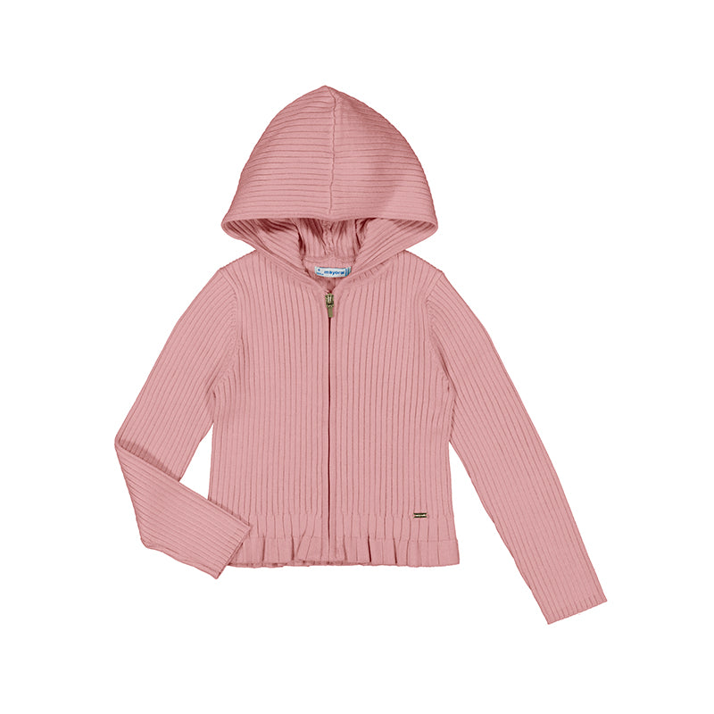 Mayoral Women's Ribbed Zip-Up Pullover Sweater - Soft & Cozy Rose Pink Knit Top for Casual Wear & Layering