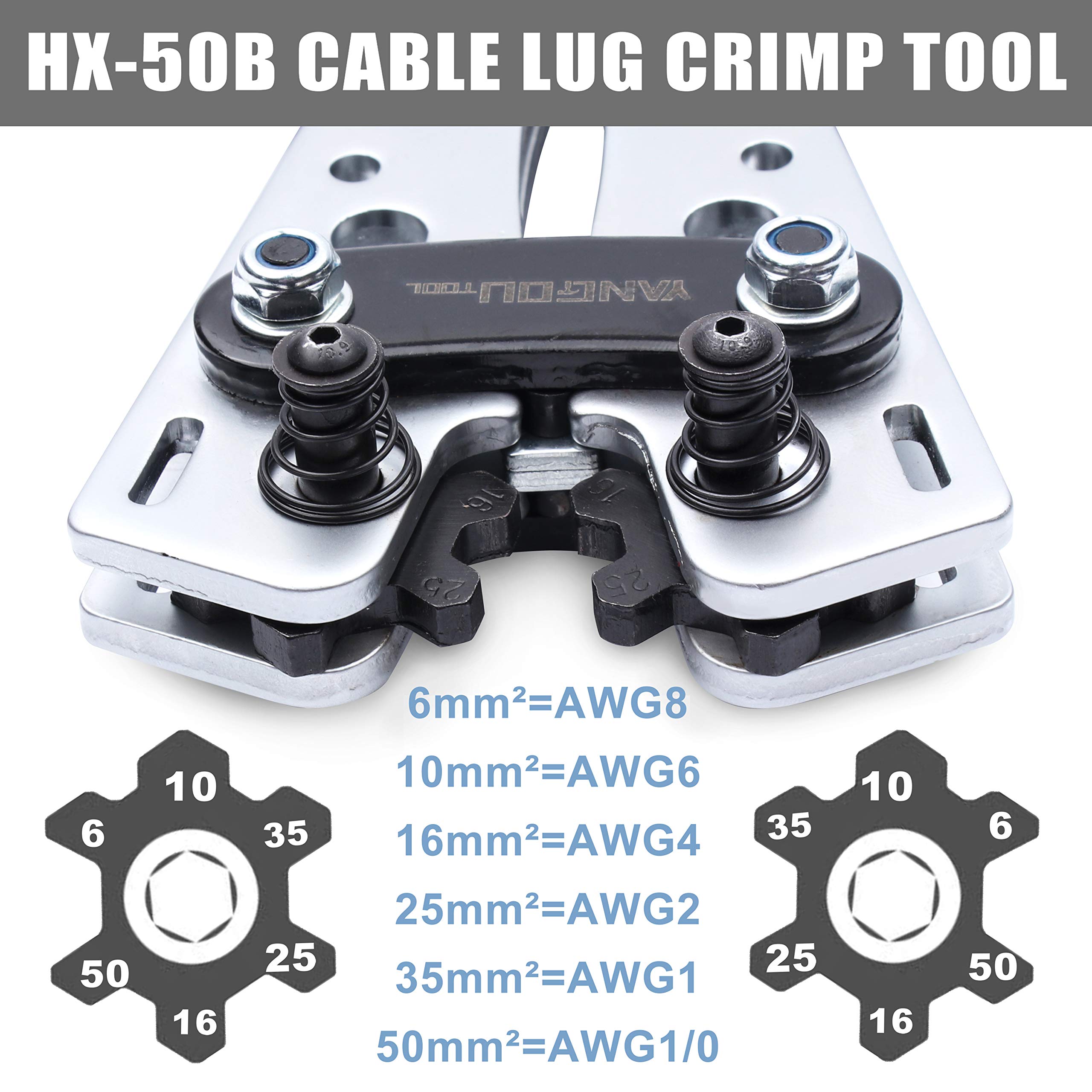 Professional Battery Terminal Cable Crimping Tool - AWG 1/0 to 10 Gauge - Heavy Duty Wire Lug Crimper for Large Electrical Connectors - Perfect for Car, Vehicle Maintenance & Electrical Repairs - Ideal for Mechanics, Electricians & DIY Auto Enthusiasts