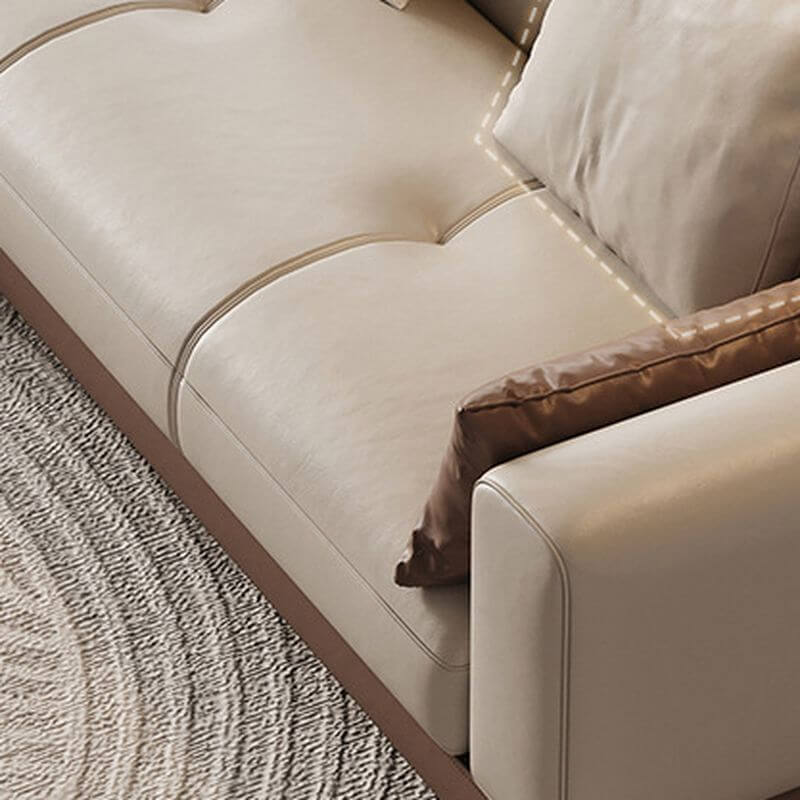Ivory Standard Sofa with Arms - Comfortable Living Room Couch with 4/6/7 Pillow Options for Home, Office & Lounge Decor