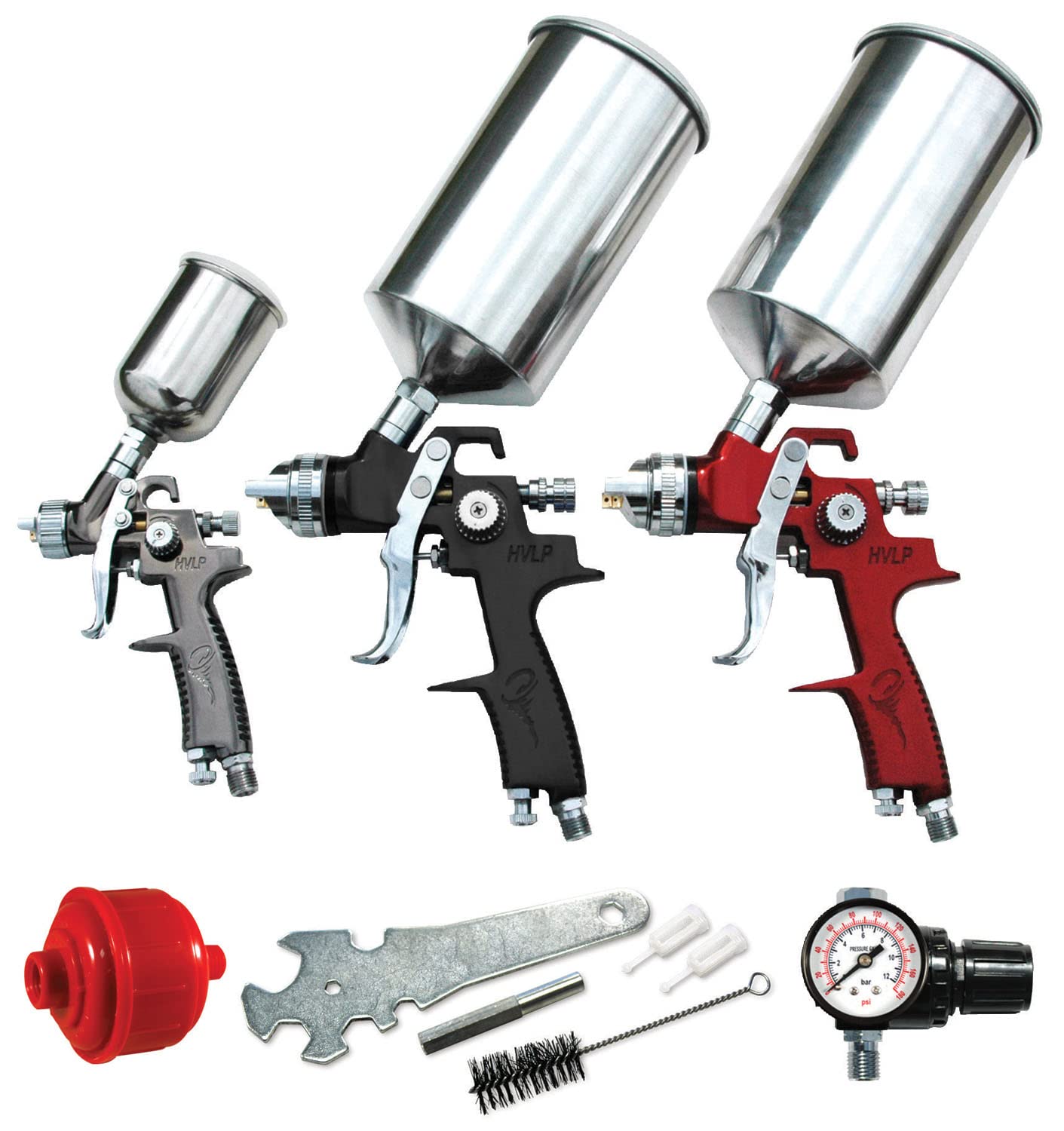 ATD Tools 6900 9-Piece HVLP Spray Gun Kit - Professional Automotive Paint Sprayer Set for Car, Furniture & DIY Projects - High Volume Low Pressure Spray Gun with Multiple Nozzles for Smooth Finishing