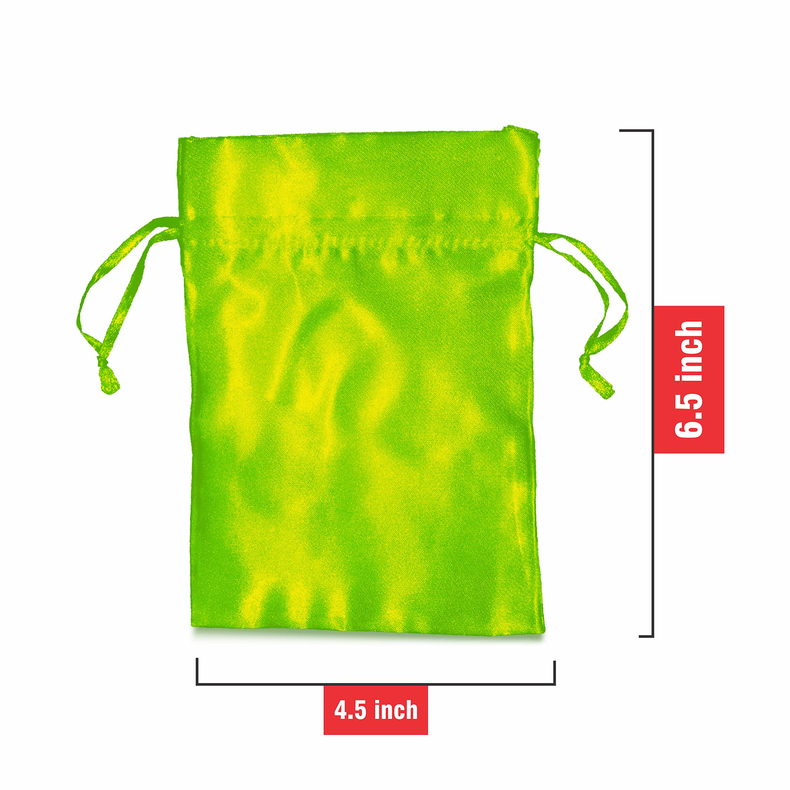 Premium Metallic Satin Organza Potli Bags (13x16cm) - Set of 10 Green Indian Gift Pouches for Wedding Favors, Party Decor & Jewelry Storage