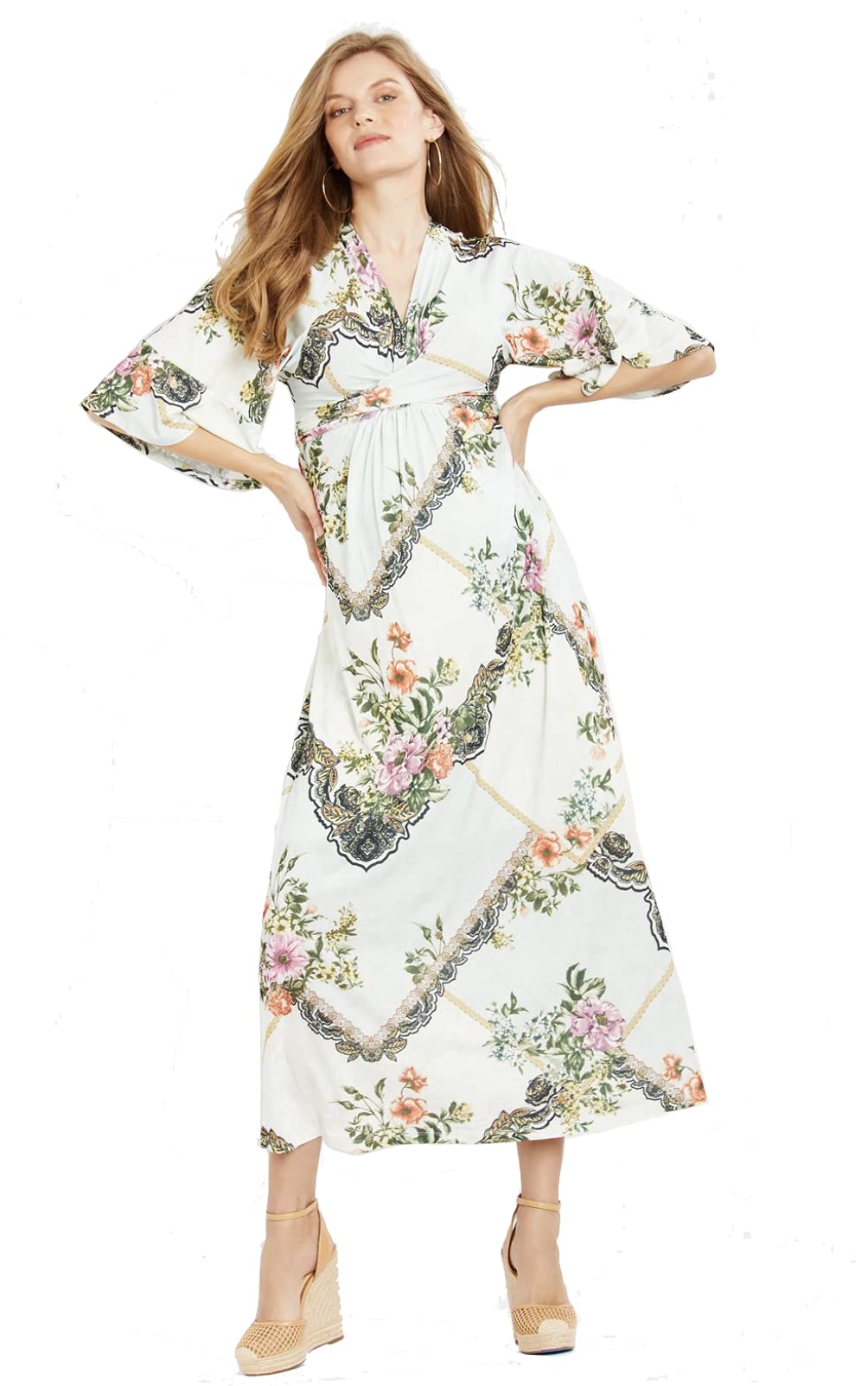Jessica Simpson Maternity Wrap Dress for Pregnancy - Comfortable & Stylish Nursing Dress for Moms, Perfect for Baby Showers, Maternity Photos & Everyday Wear
