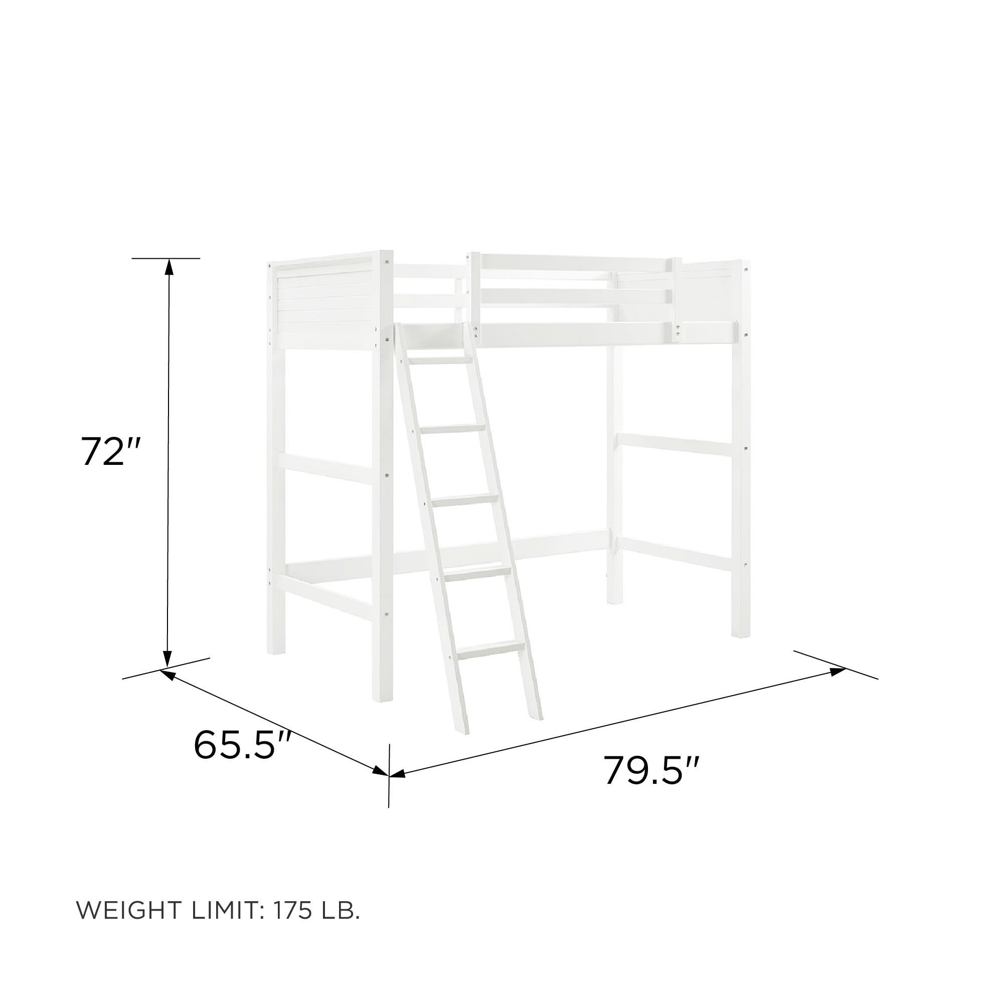 DHP Moon Bay Twin Loft Bed in White - Space-Saving Pine Wood Loft Bed for Kids & Teens - Perfect for Small Bedrooms, Dorms & Studio Apartments
