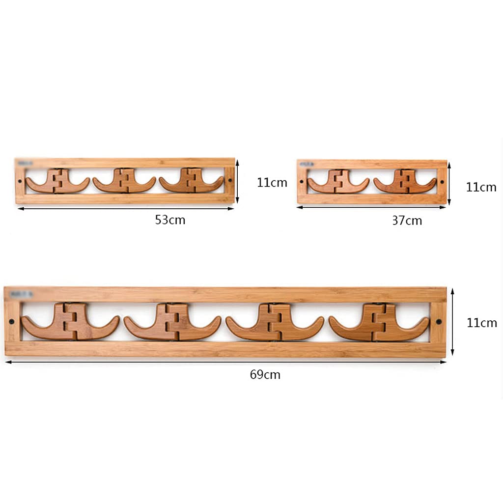 Foldable Bamboo Coat Rack Wall Mounted - Rustic Entryway Hanger with 4 Hooks for Hats, Coats & Scarves | Perfect for Hallway, Living Room & Small Space Organization