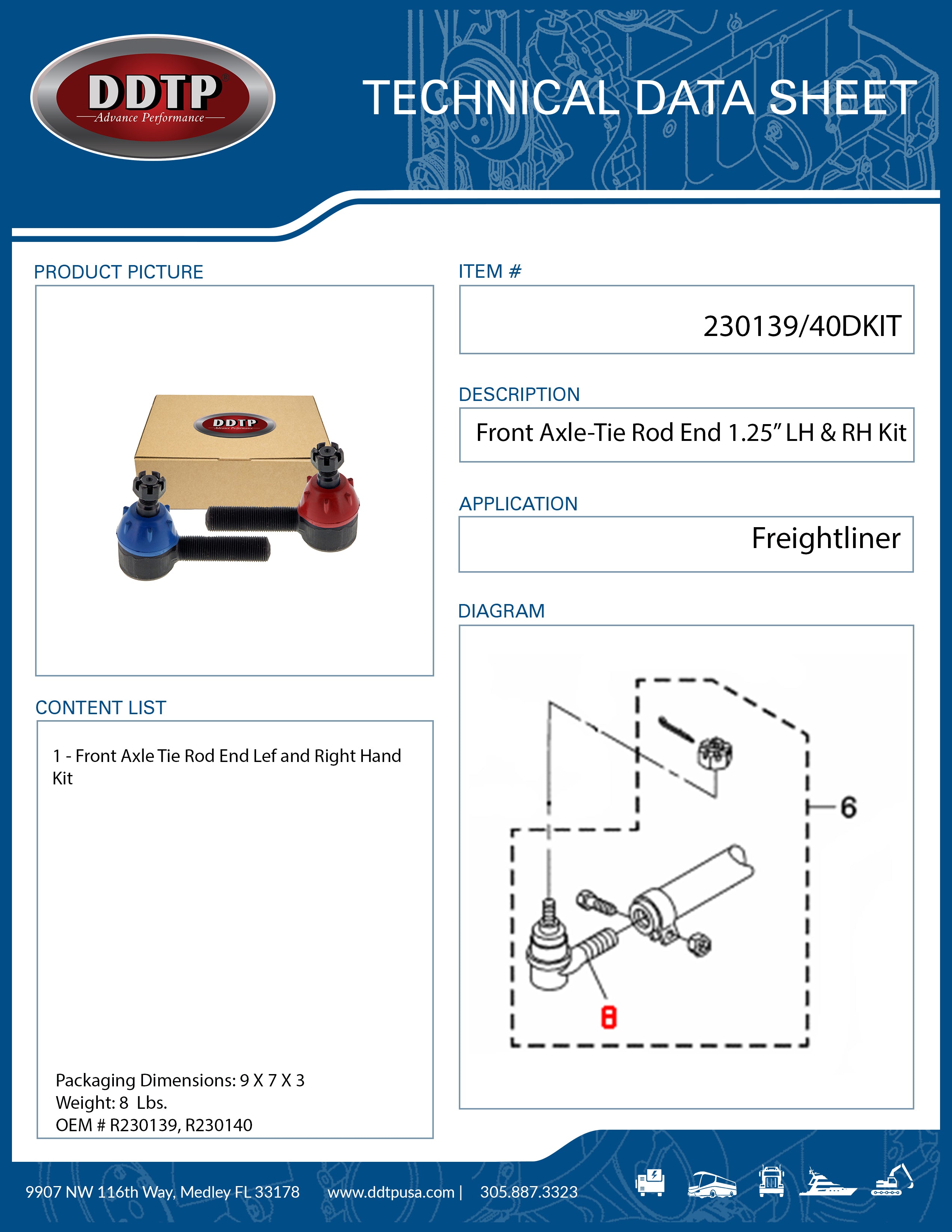 High-Quality Front Axle Tie Rod End 1.25 LH & RH Kit (R230139, R230140) - Compatible with Various Vehicles - Perfect for Smooth Steering & Suspension Repair | Ideal for Off-Roading, Daily Commuting & Heavy-Duty Use