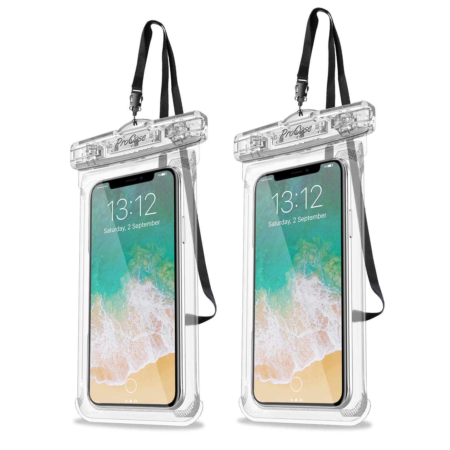 ProCase 2 Pack Waterproof Phone Pouch for iPhone 16/15/14/13 Pro/Plus/Max, Galaxy S24/S23/S22 Ultra & Pixel - Clear Underwater Dry Bag Case up to 7