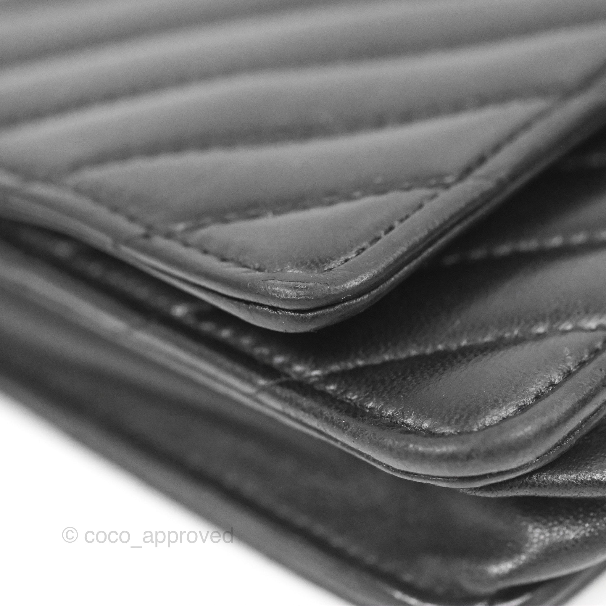 Chanel Classic Chevron Wallet on Chain WOC - Black Lambskin Leather with Silver Hardware | Crossbody Bag for Women, Perfect for Evening Events & Daily Use