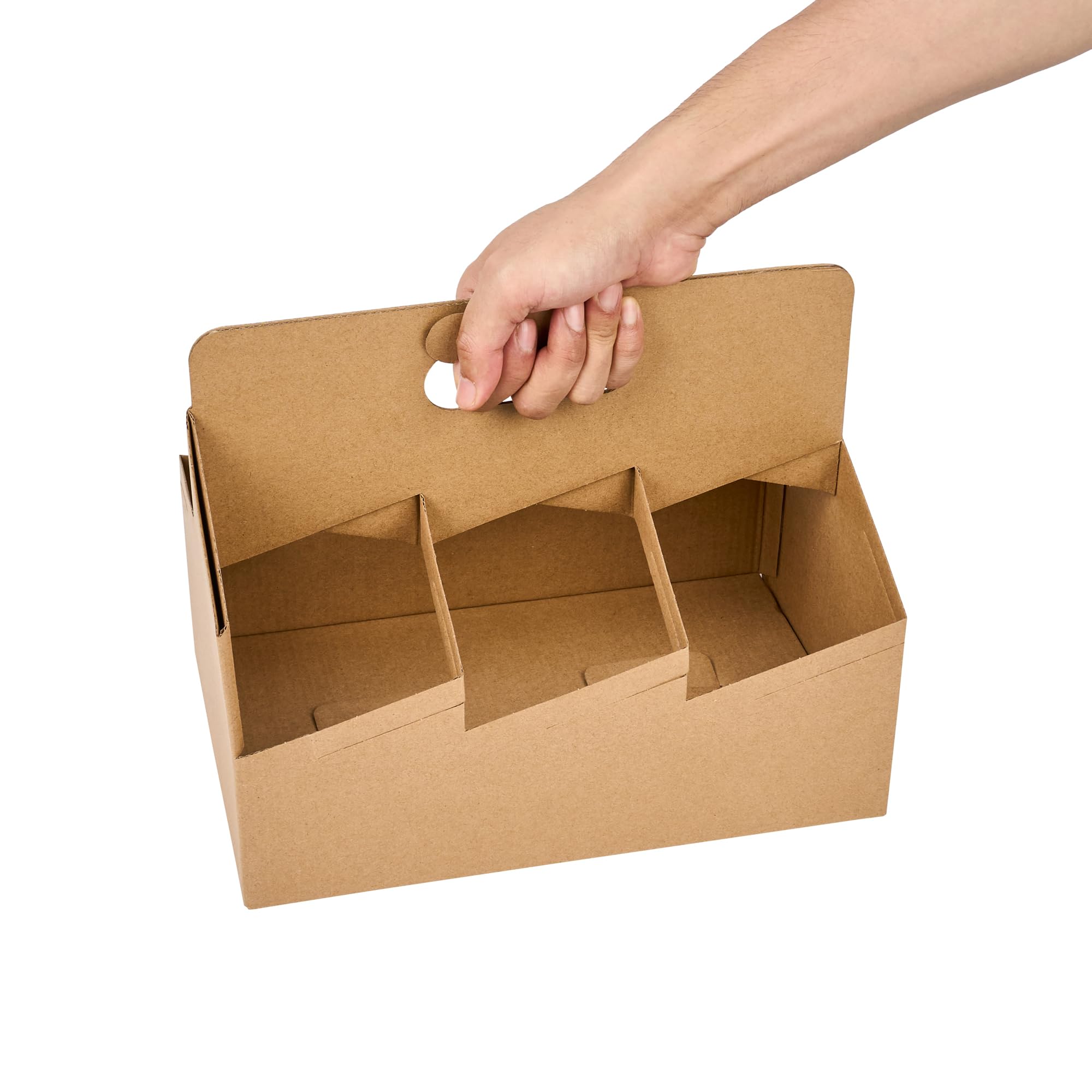 Restaurantware Altalena 100-Pack Disposable Drink Carriers with Handles - Kraft Paper Cup Holders for 6 Beverages | Perfect for Coffee Delivery, Takeout, and Catering Services