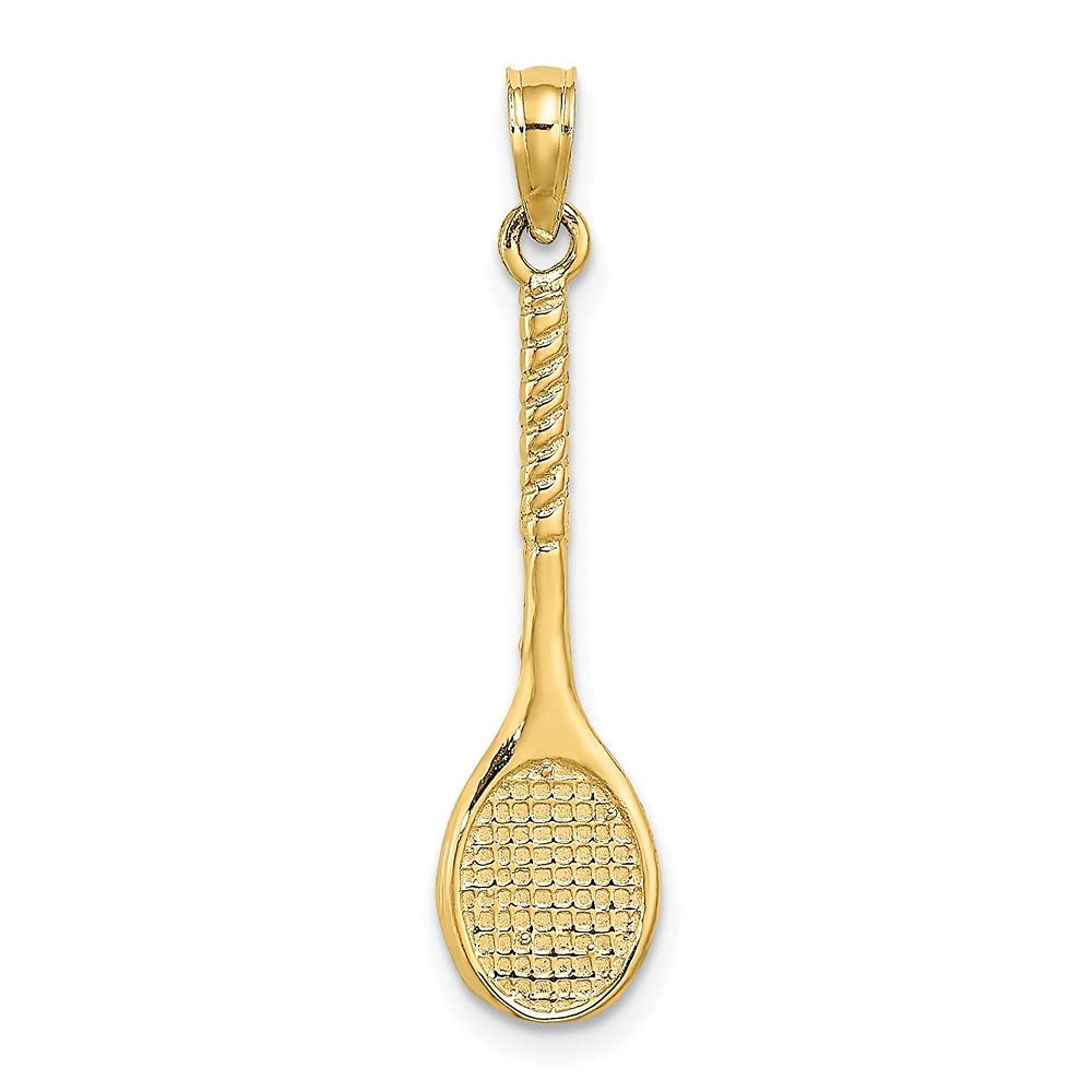 14k Yellow Gold 3D Tennis Racquet Charm Pendant - Elegant Fine Jewelry for Women | Diamond2Deal | Perfect Gift for Tennis Lovers, Athletes & Jewelry Collectors | Great for Birthdays, Anniversaries & Special Occasions