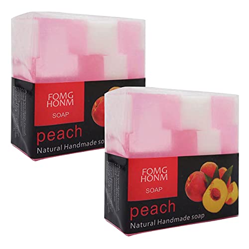 Oniyea Organic Handmade Bar Soap - 100% Natural with Pure Essential Oils for Body, Face & Hand Wash - Long Lasting Moisturizing Skincare - Peach Scented - Gift Set of 2 (3.5oz Each) - Perfect for Women, Men, Birthday, Mother's Day & Valentine's Day - Ideal for Daily Use, Spa Days & Luxury Self-Care Routines