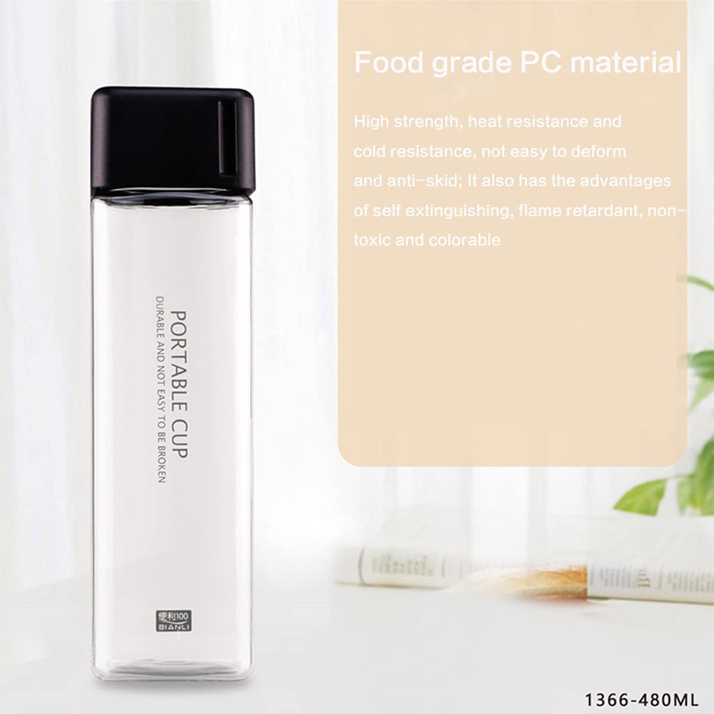 Square Frosted Water Bottle - 32oz Leak Proof Portable Water Bottle with Rope for Gym, Travel & Outdoor Activities | BPA Free Sports Water Bottle for Hiking, Camping, Workout & Daily Use