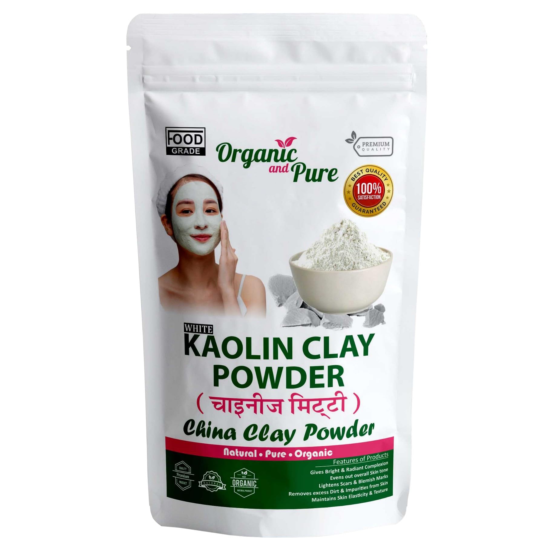 **Organic & Pure Kaolin Clay Powder for Skin Whitening, Acne Treatment & Hair Care – 2700g White China Clay for DIY Face Masks, Detox & Natural Skincare (Pouch Pack)**    **Usage:** Perfect for homemade face masks, deep cleansing, acne treatment, hair detox, and natural skincare routines.