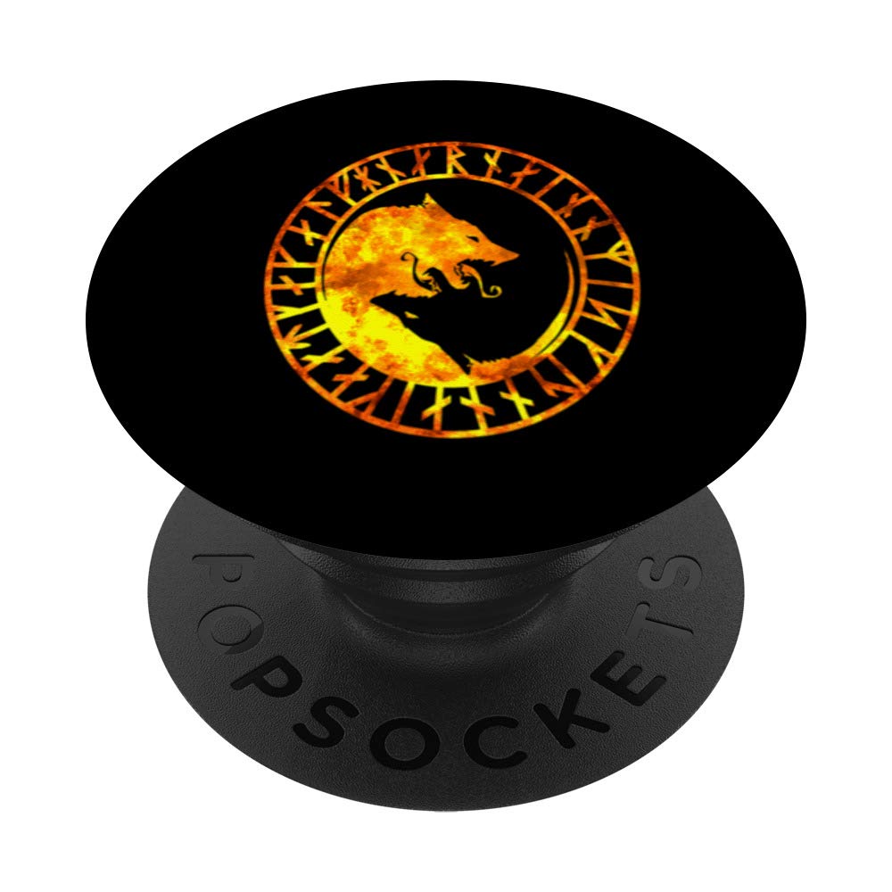 Viking Symbol Norse Wolf Fire Flames Phone Grip - Norse Mythology PopSocket Stand for iPhone, Samsung & Tablets - Perfect Gift for Viking Lovers & History Enthusiasts (Home, Office, Travel Use)