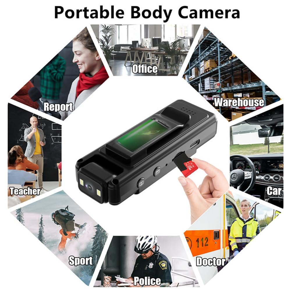 1080P WiFi Body Camera with Audio & Video Recording, Wearable Mini Clip-on Camcorder, 180° Rotatable Lens, Night Vision & Motion Detection - Ideal for Law Enforcement, Security Guards, Outdoor Adventures & Travel Vlogging