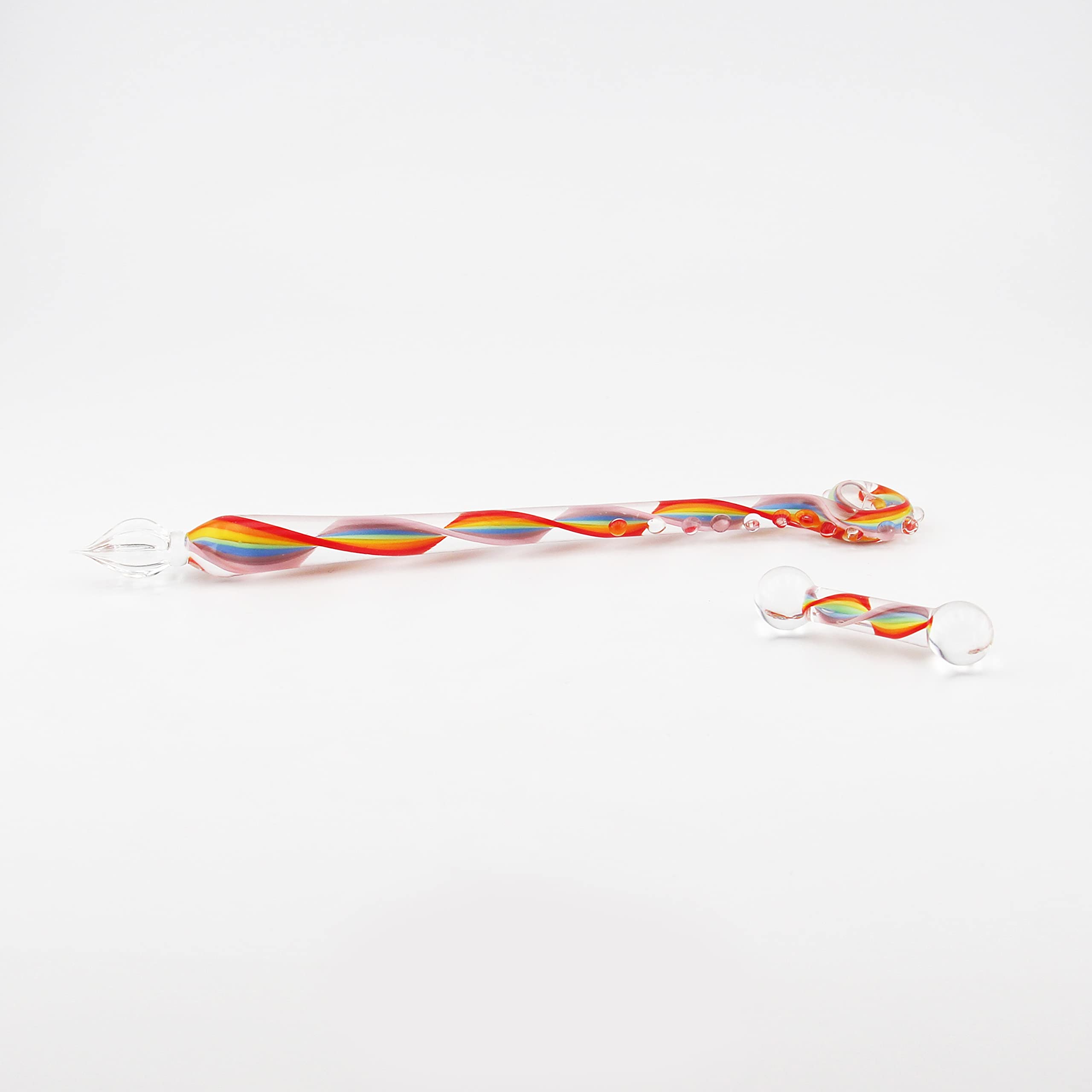 Rainbow Twisted Handmade Glass Dip Pen for Calligraphy & Art - Unique Writing Tool for Journaling, Drawing & Creative Lettering