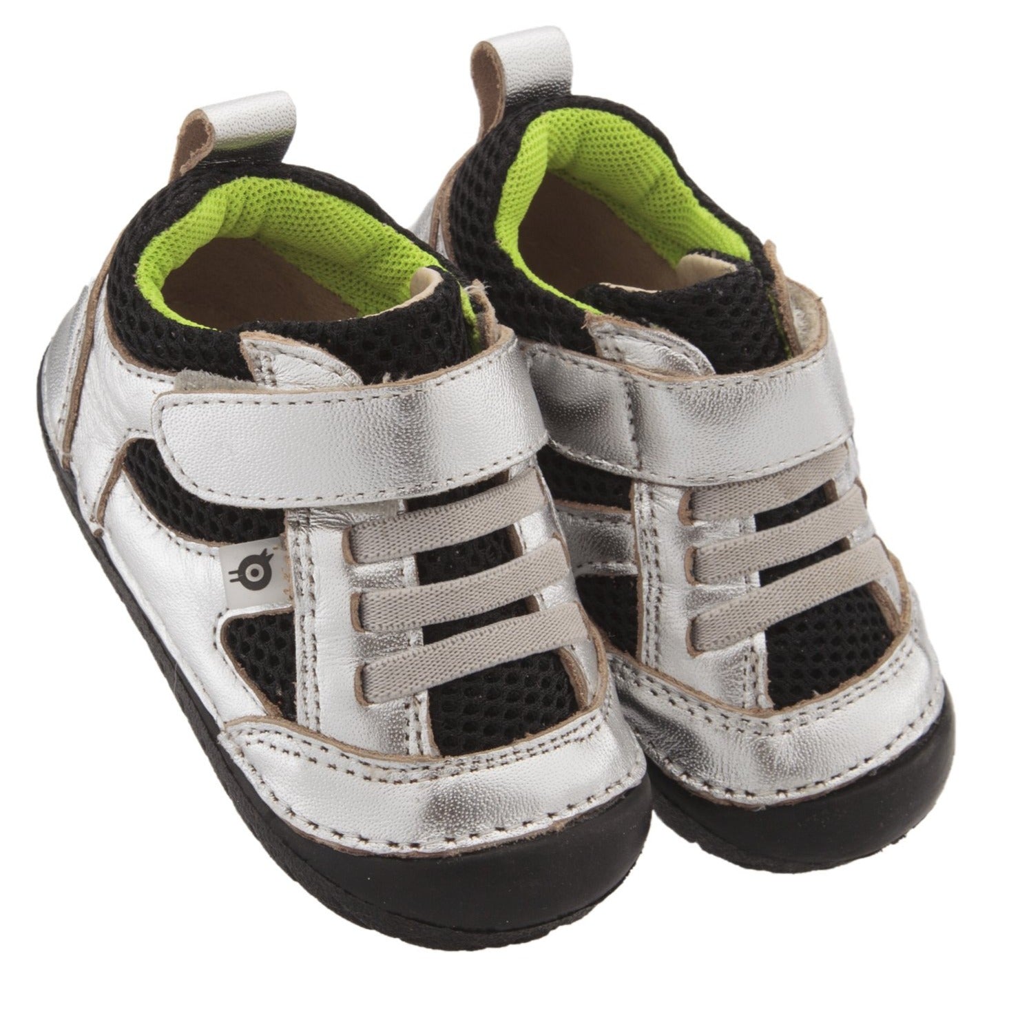 Old Soles Bru Pave Shoes for Boys & Girls - Silver/Black Mesh & Lime Mesh - Comfortable Kids Sneakers for School, Play & Everyday Wear