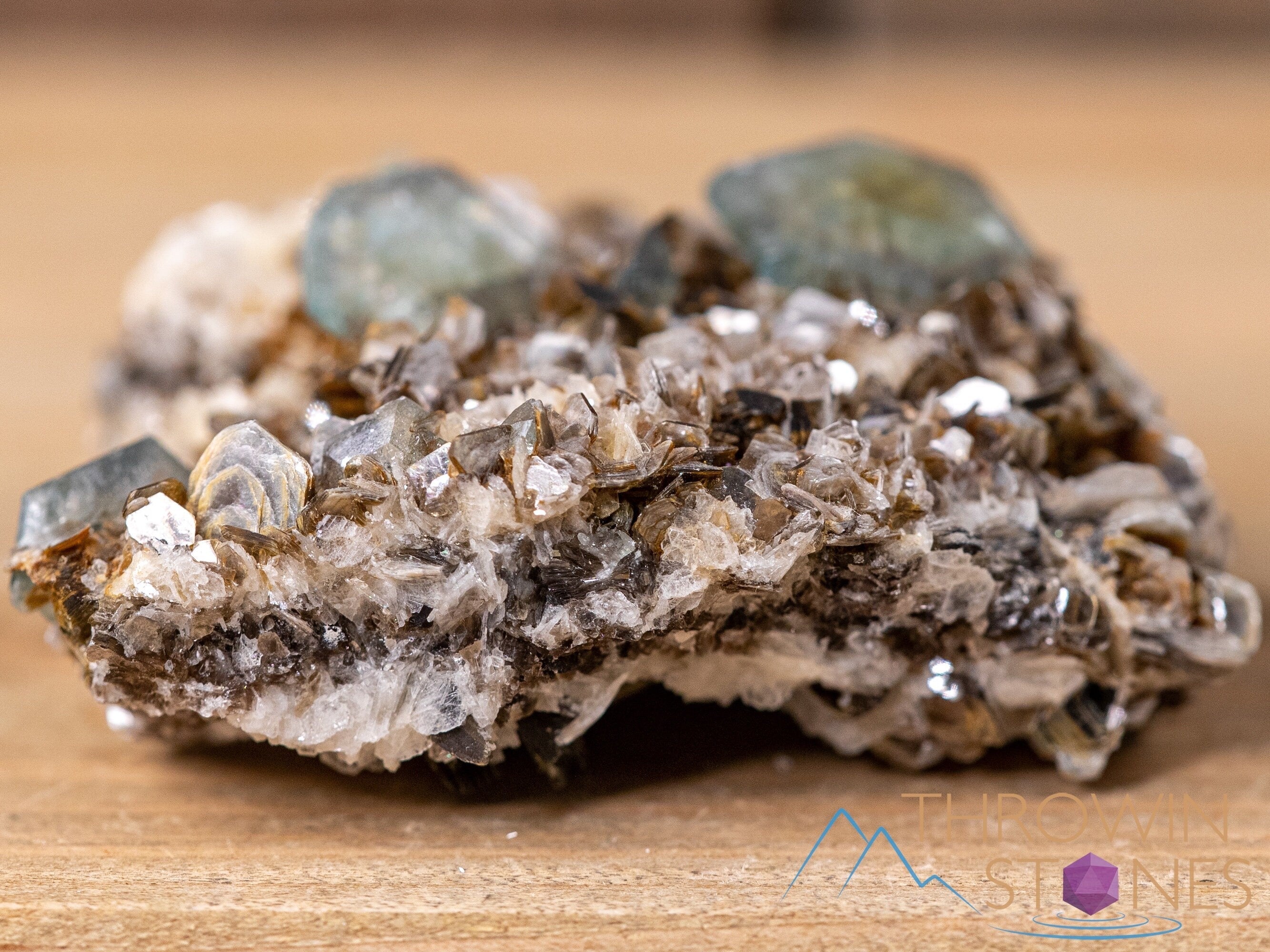 Natural APATITE on FELDSPAR with MUSCOVITE Raw Crystal Cluster - Healing Stones Collection | Unique Housewarming Gift, Spiritual Home Decor, Mineral Specimen (40681) | Perfect for Meditation Spaces, Yoga Rooms & Crystal Healing Altars
