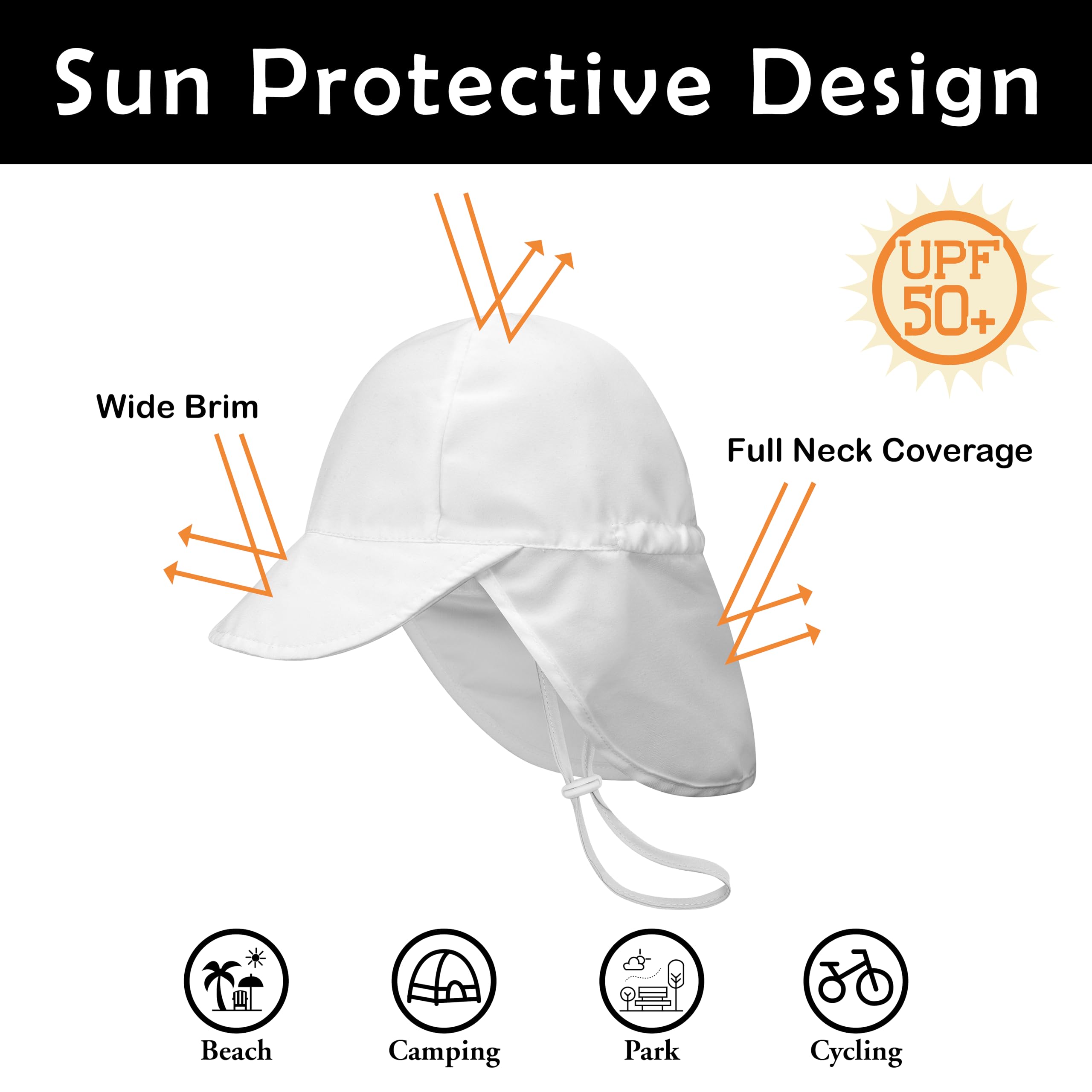2 Pack UPF 50+ Baby Sun Hats for Toddlers 0-4 Years - UV Protection Beach Hat for Boys & Girls - Perfect for Outdoor Play, Swimming, and Summer Vacations