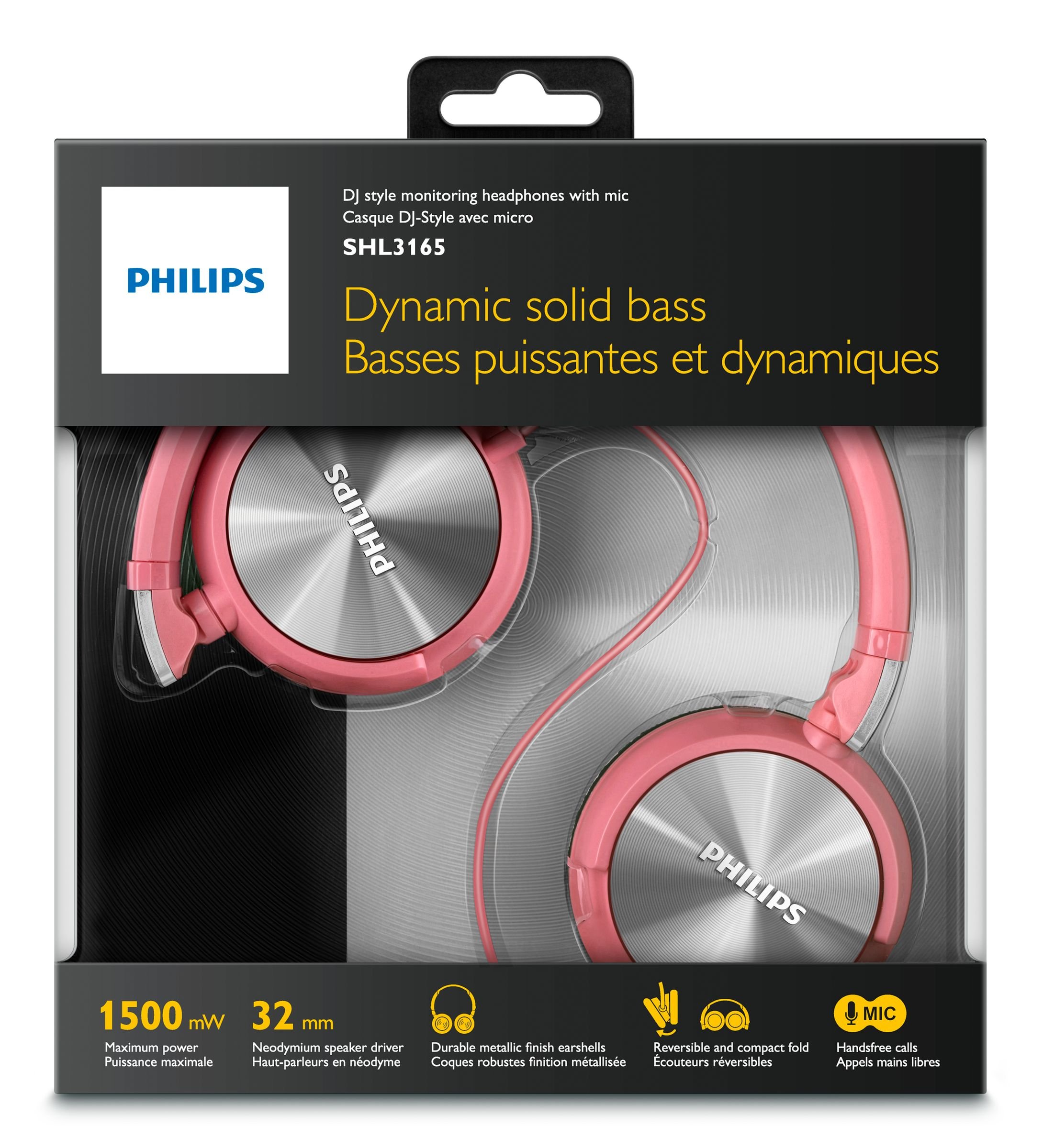 Philips SHL3160PK/27 Wireless On-Ear Headphones with Microphone, Pink - Perfect for Travel, Workouts & Office Use